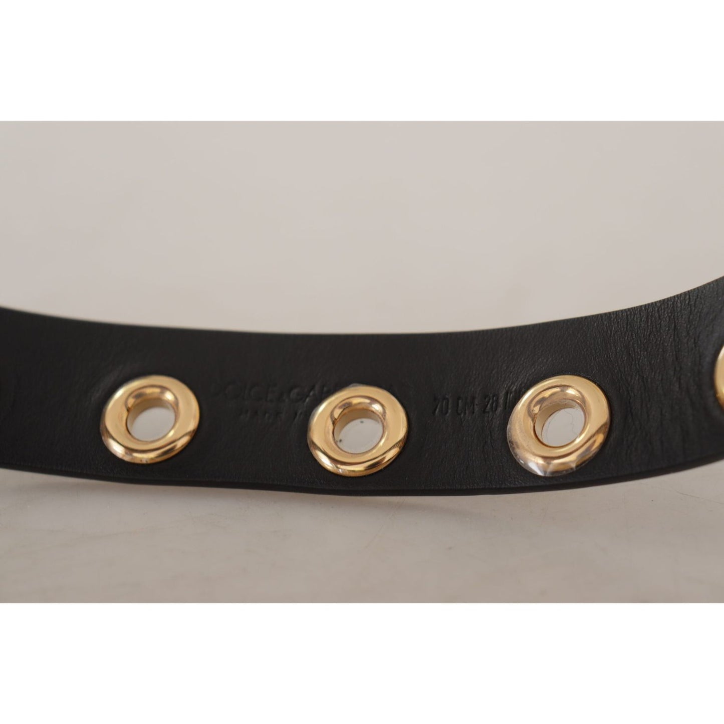 Dolce & Gabbana Chic Black Leather Belt with Engraved Buckle Dolce & Gabbana Gray