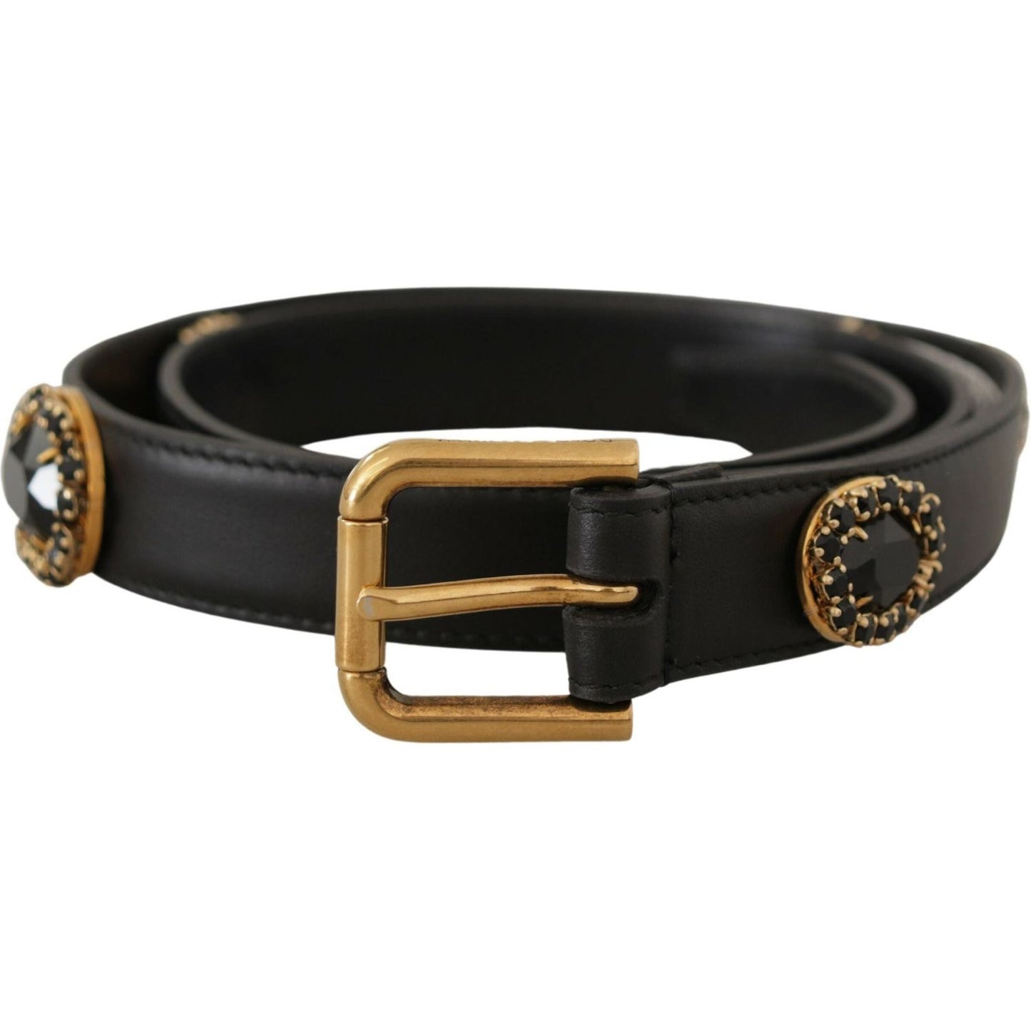 Dolce & Gabbana Elegant Black Leather Logo Belt Dolce & Gabbana Dark Slate Gray
