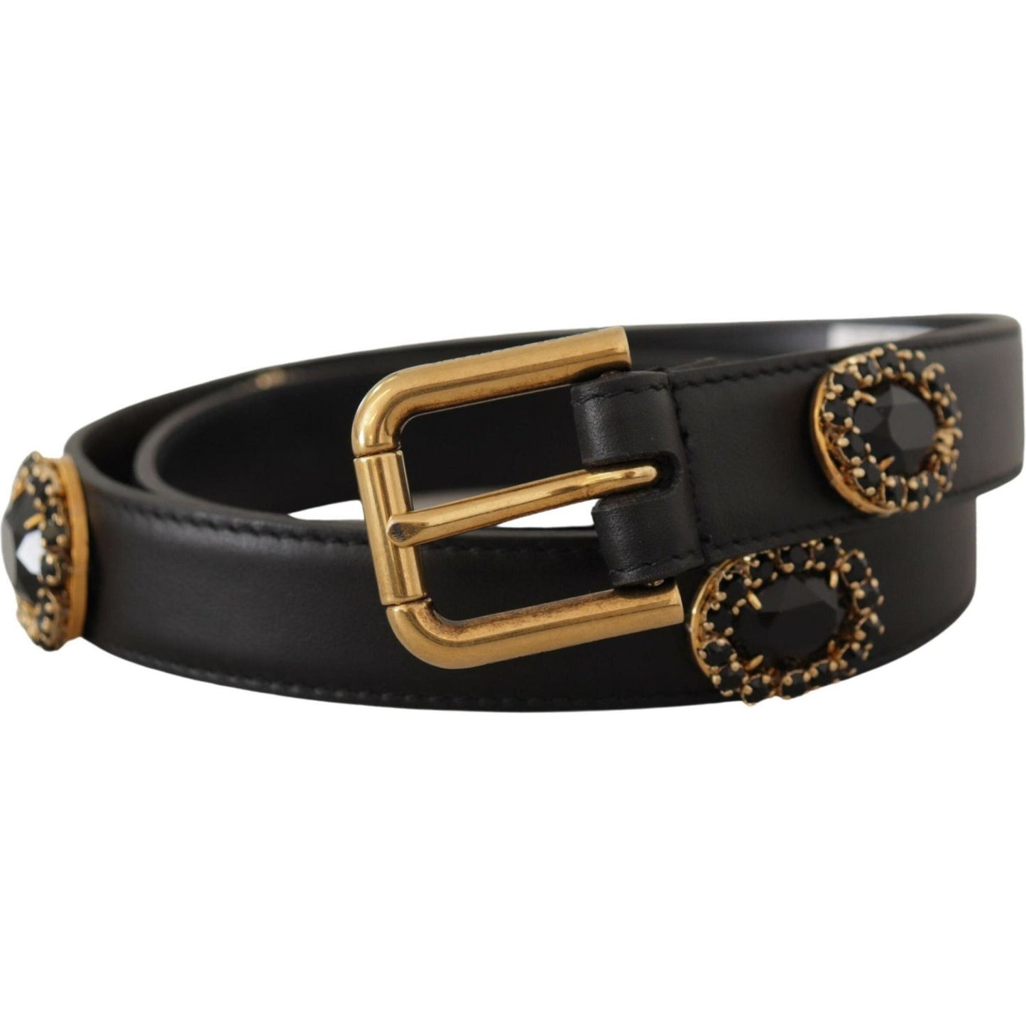 Dolce & Gabbana Elegant Black Leather Logo Belt Dolce & Gabbana Dark Slate Gray