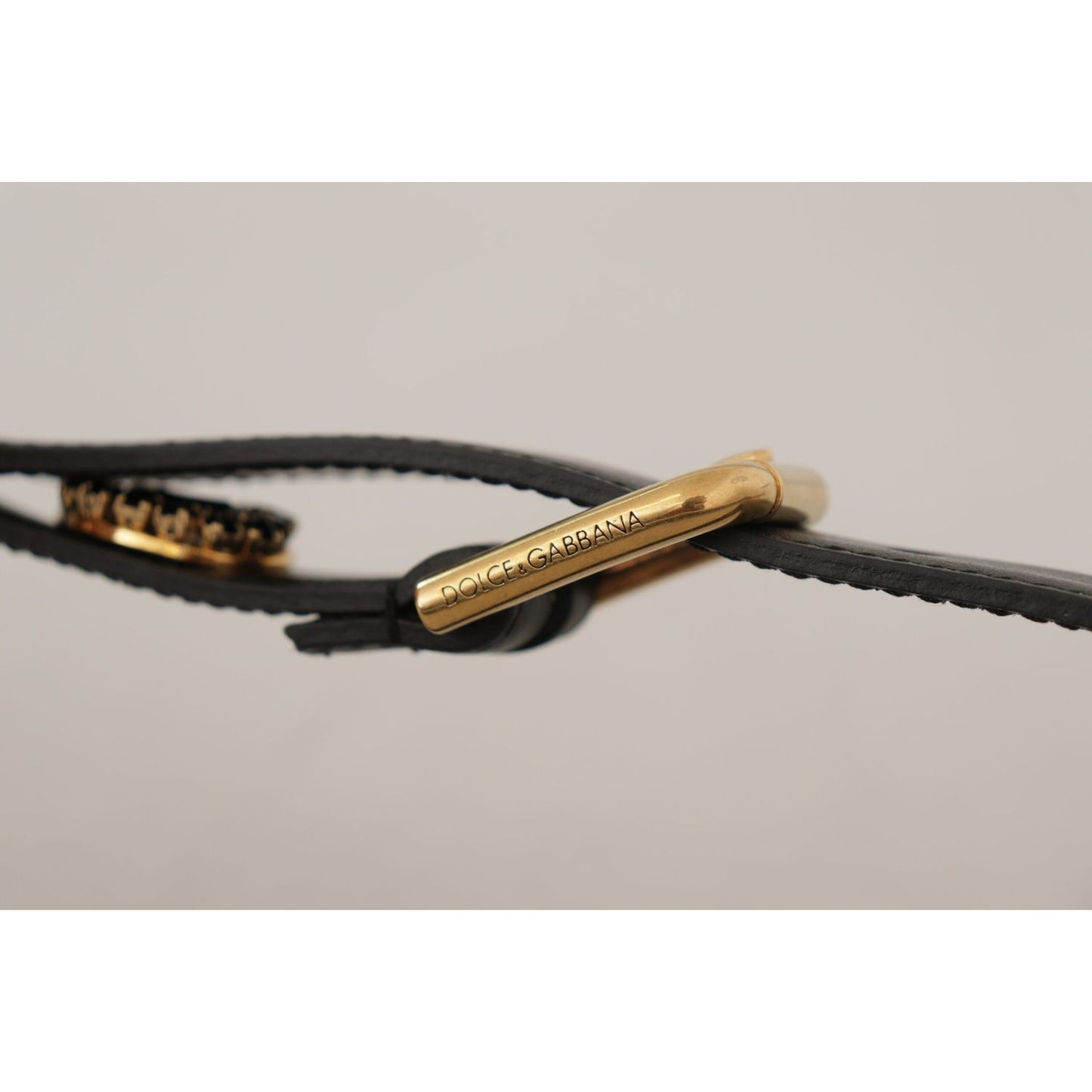 Dolce & Gabbana Elegant Black Leather Logo Belt Dolce & Gabbana Gray