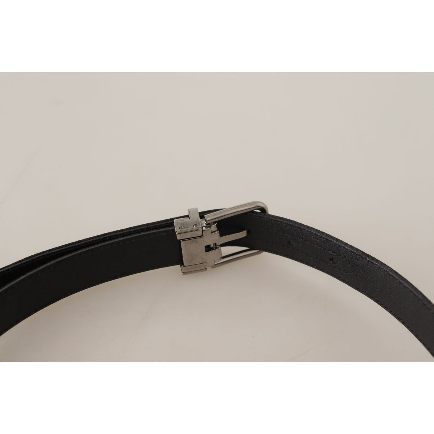Dolce & Gabbana Elegant Black Canvas & Leather Belt Dolce & Gabbana Gray