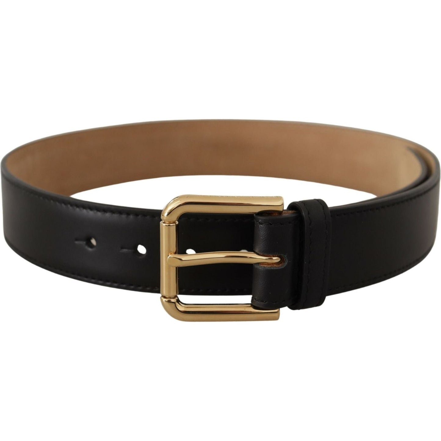 Dolce & Gabbana Elegant Leather Belt with Logo Buckle Dolce & Gabbana Black