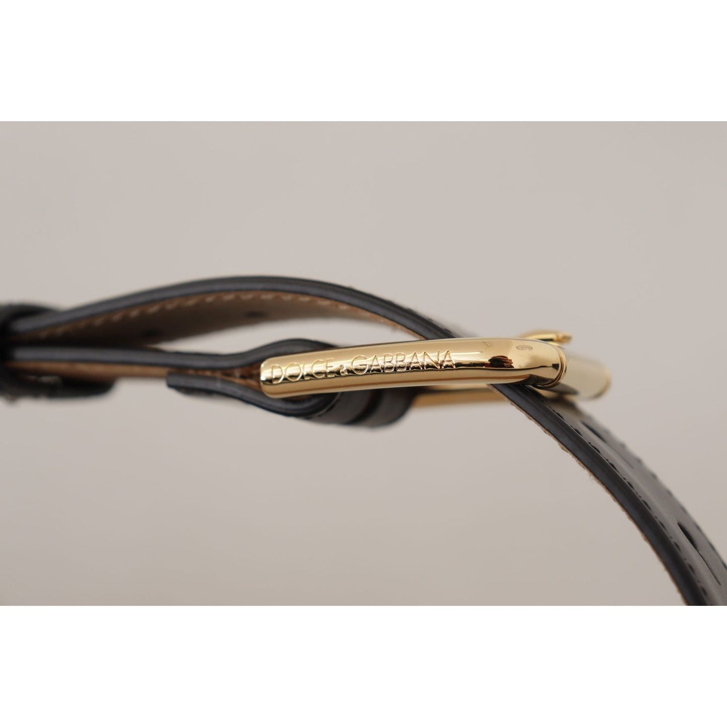 Dolce & Gabbana Elegant Leather Belt with Logo Buckle Dolce & Gabbana Gray