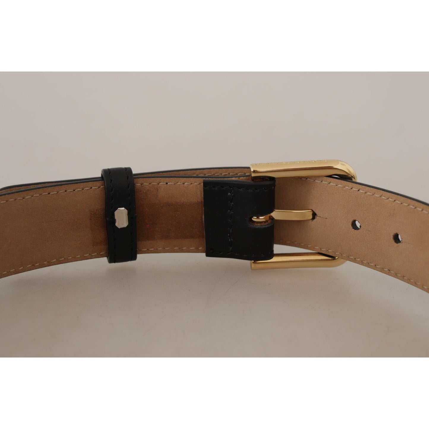 Dolce & Gabbana Elegant Leather Belt with Logo Buckle Dolce & Gabbana Dark Gray