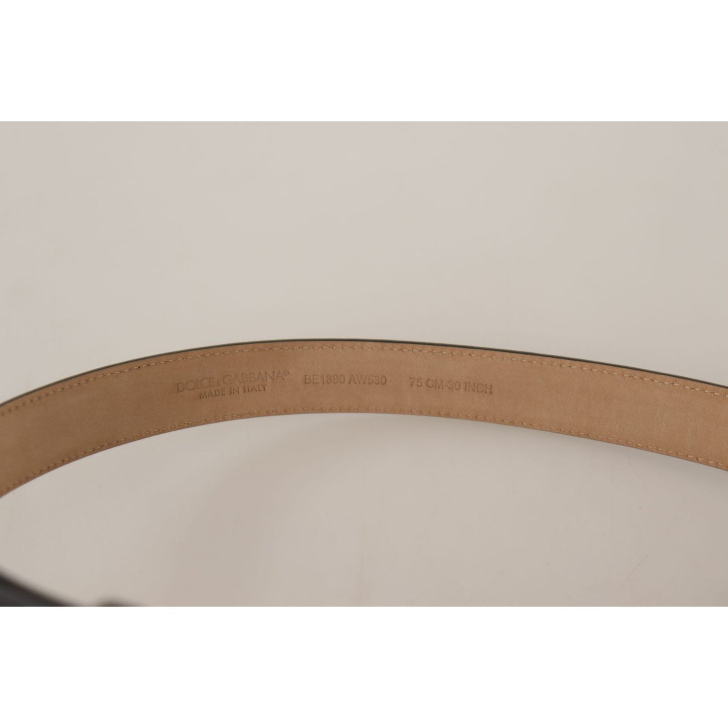 Dolce & Gabbana Elegant Black Leather Belt with Engraved Buckle Dolce & Gabbana Gray