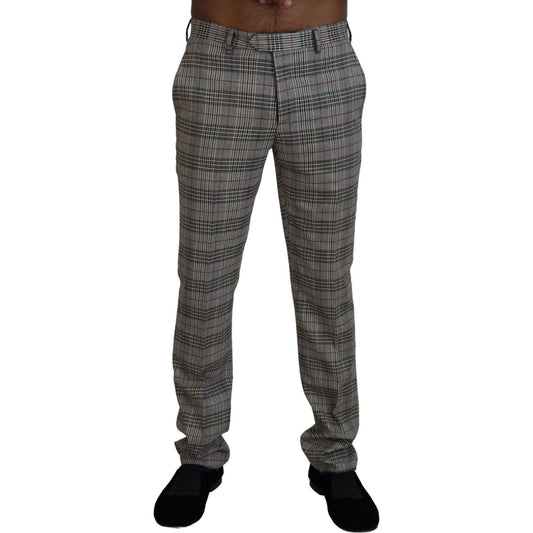 BENCIVENGA Gray Checkered Skinny Men Pants