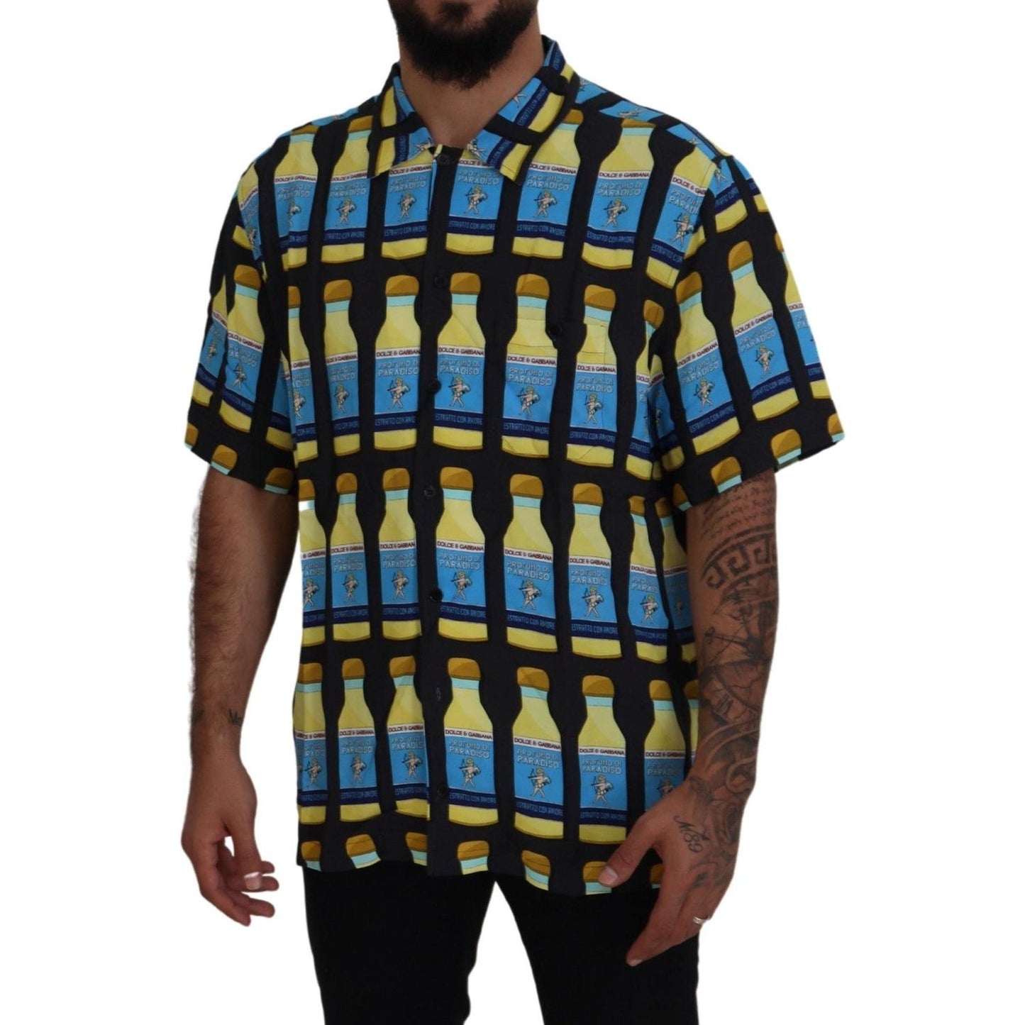 Dolce & Gabbana Multicolor Printed Viscose Casual Shirt TSH83573 - 37