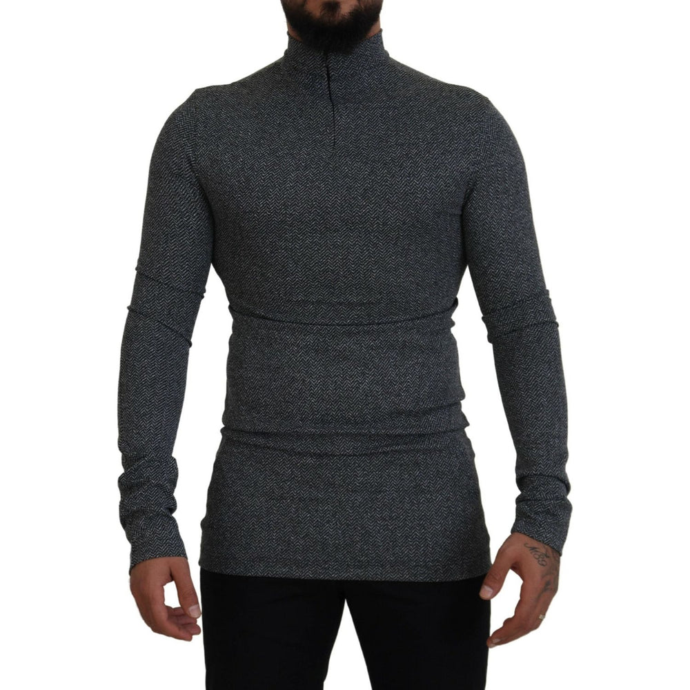 Dolce & Gabbana Dark Gray Nylon Turtleneck Pullover Sweater TSH83612 - 48