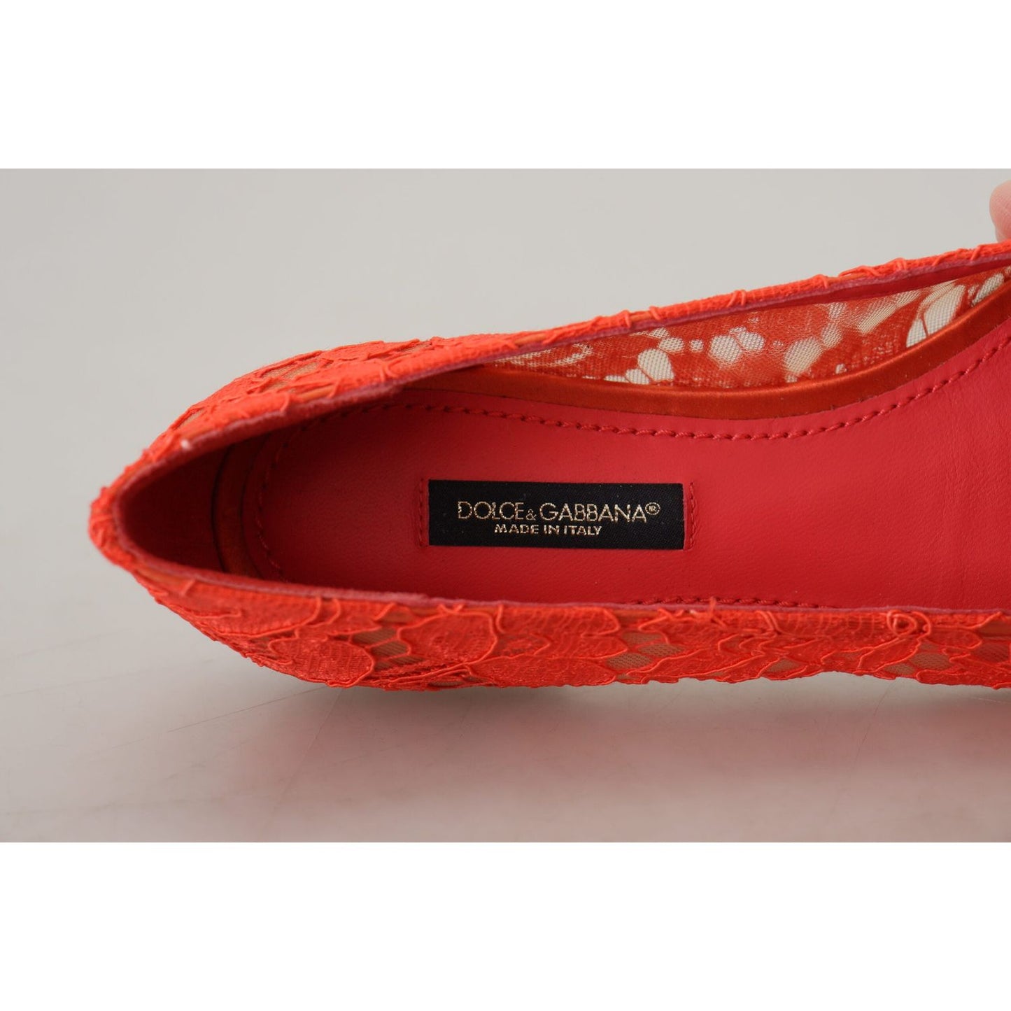 Dolce & Gabbana Elegant Lace Vally Flats in Coral Red Dolce & Gabbana Gray