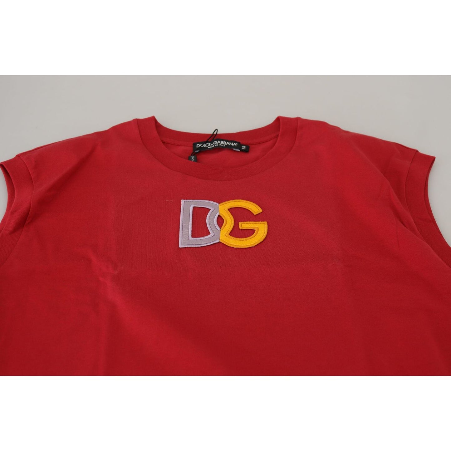 Dolce & Gabbana Elegant Red Sleeveless Cotton Tank Top Dolce & Gabbana Firebrick