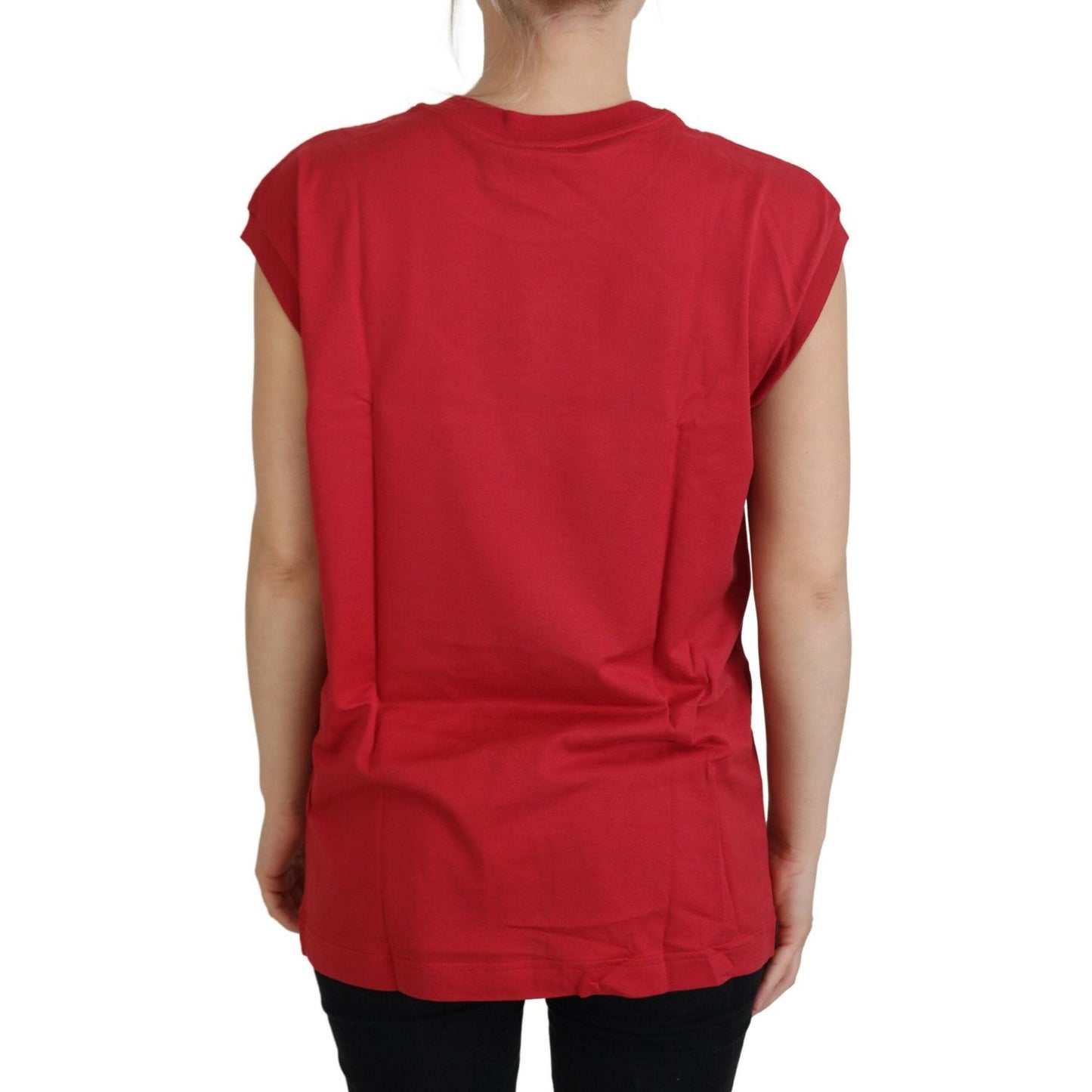 Dolce & Gabbana Elegant Red Sleeveless Cotton Tank Top Dolce & Gabbana Brown