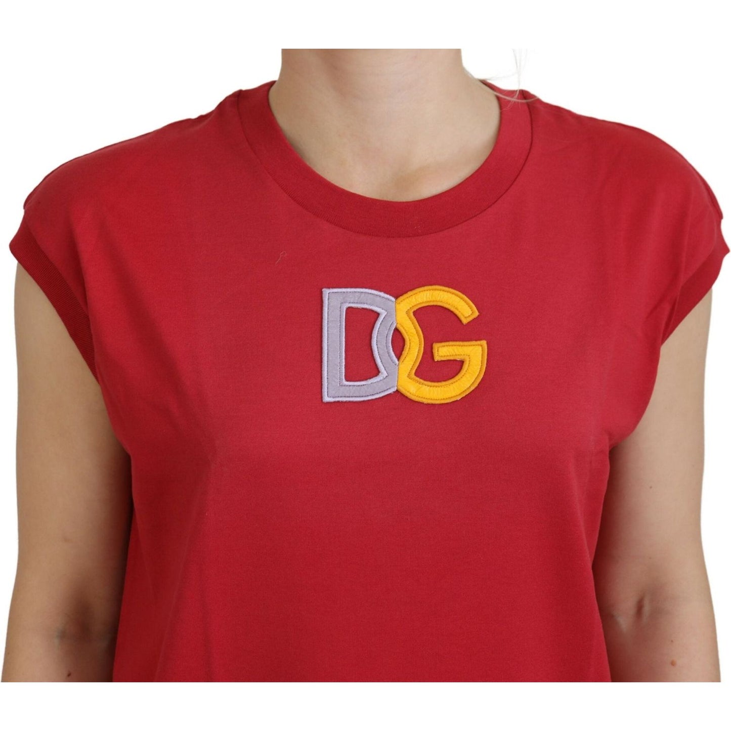 Dolce & Gabbana Elegant Red Sleeveless Cotton Tank Top Dolce & Gabbana Brown
