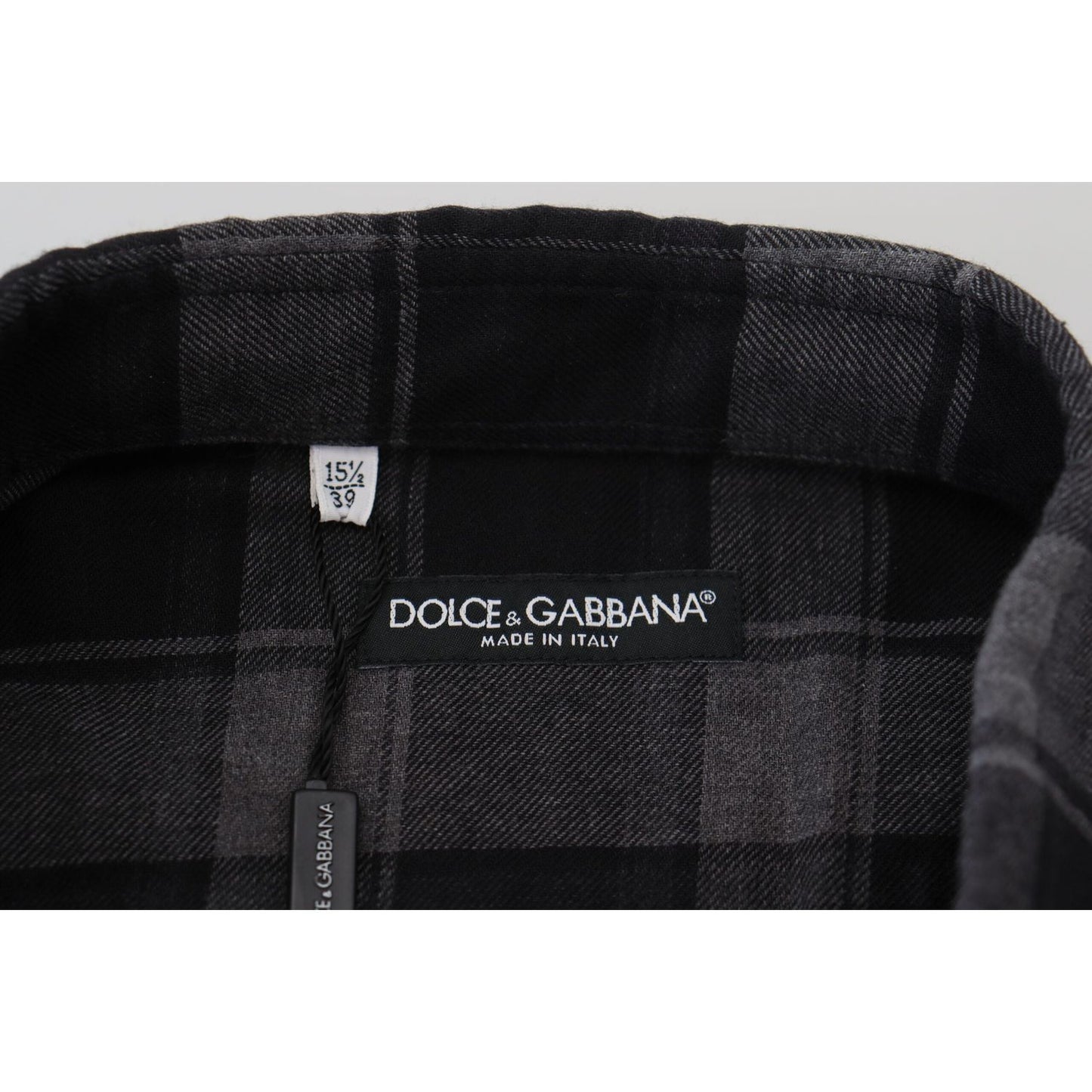 Dolce & Gabbana Black Gray Check Men Long Sleeves Shirt TSH83670-39