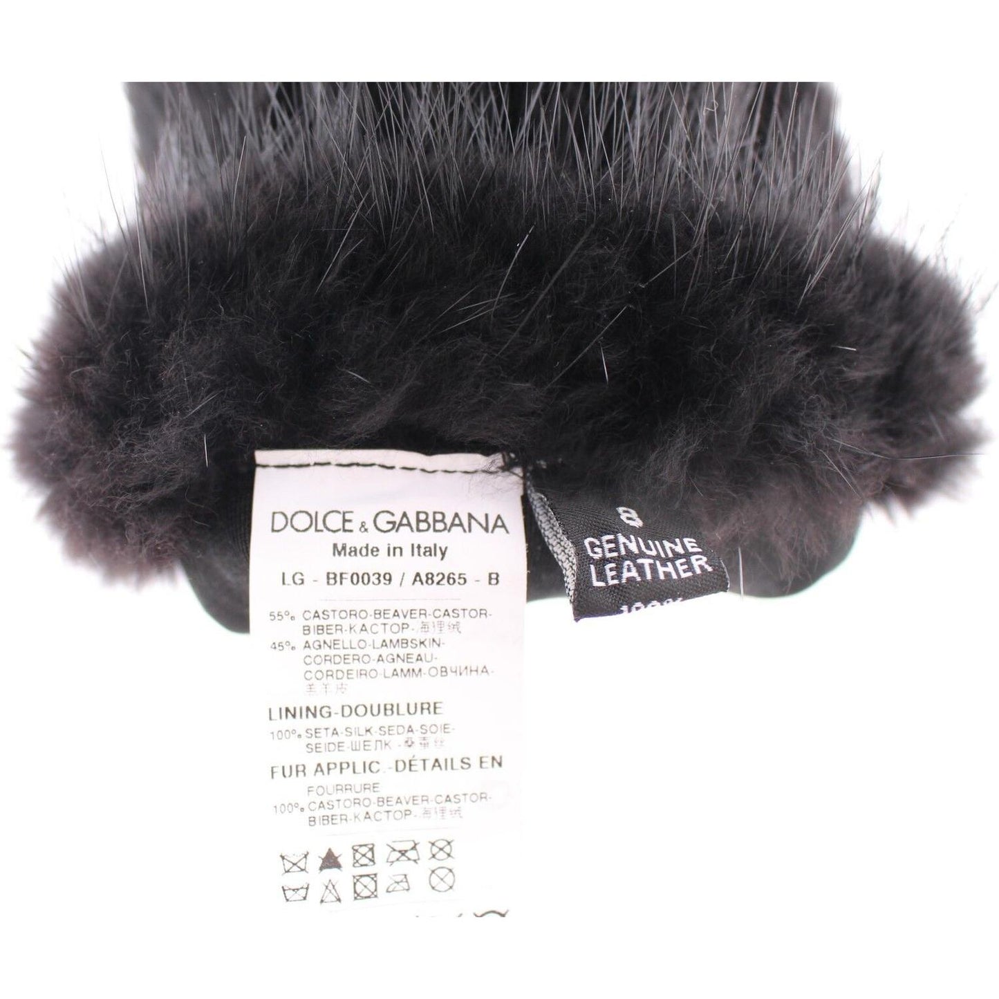 Dolce & Gabbana Elegant Elbow-Length Beaver Fur Gloves Dolce & Gabbana Dark Slate Gray