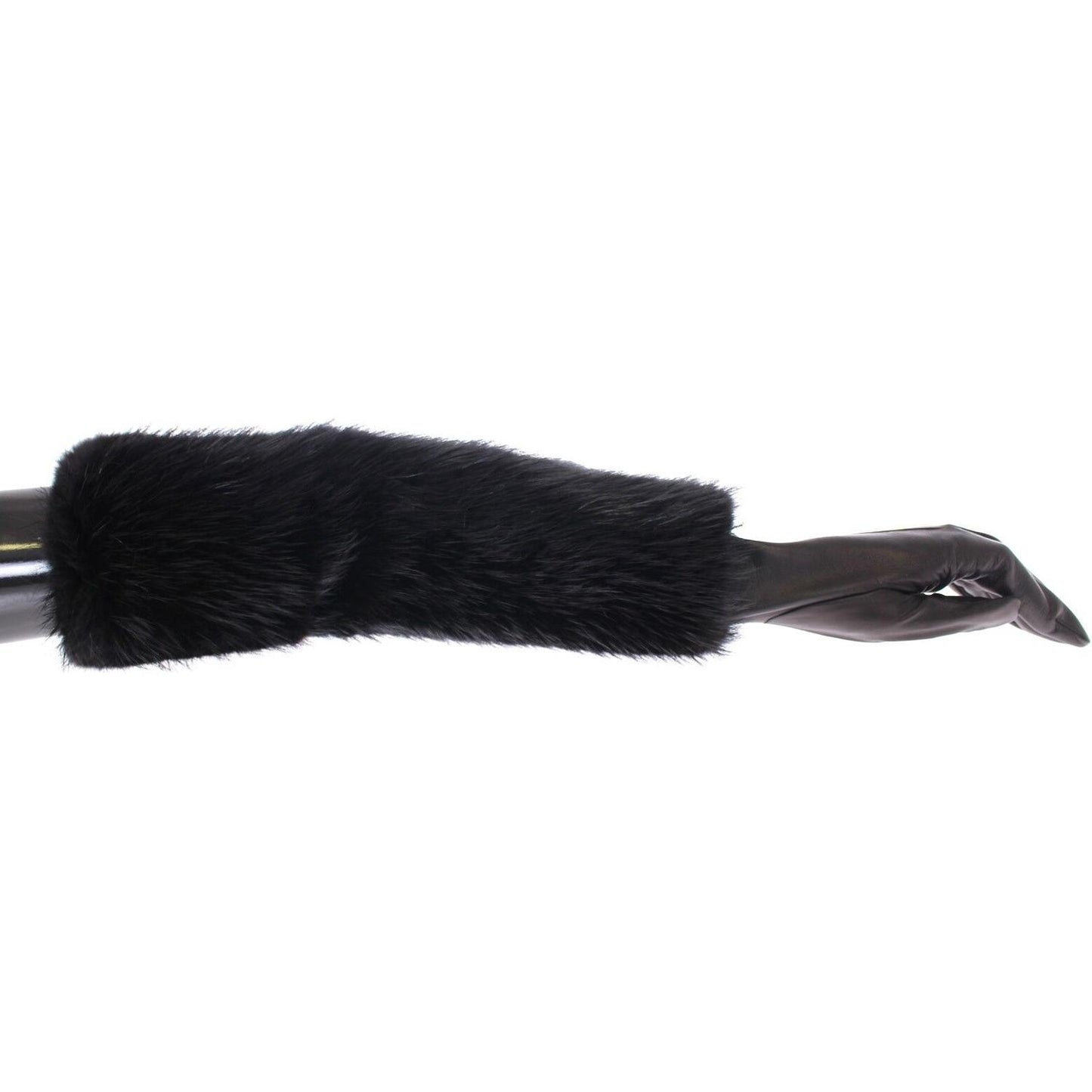 Dolce & Gabbana Elegant Elbow-Length Beaver Fur Gloves Dolce & Gabbana Black