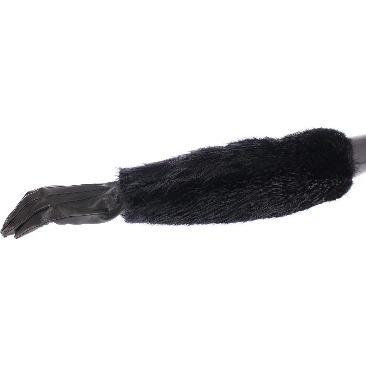 Dolce & Gabbana Elegant Elbow-Length Beaver Fur Gloves Dolce & Gabbana Dark Slate Gray
