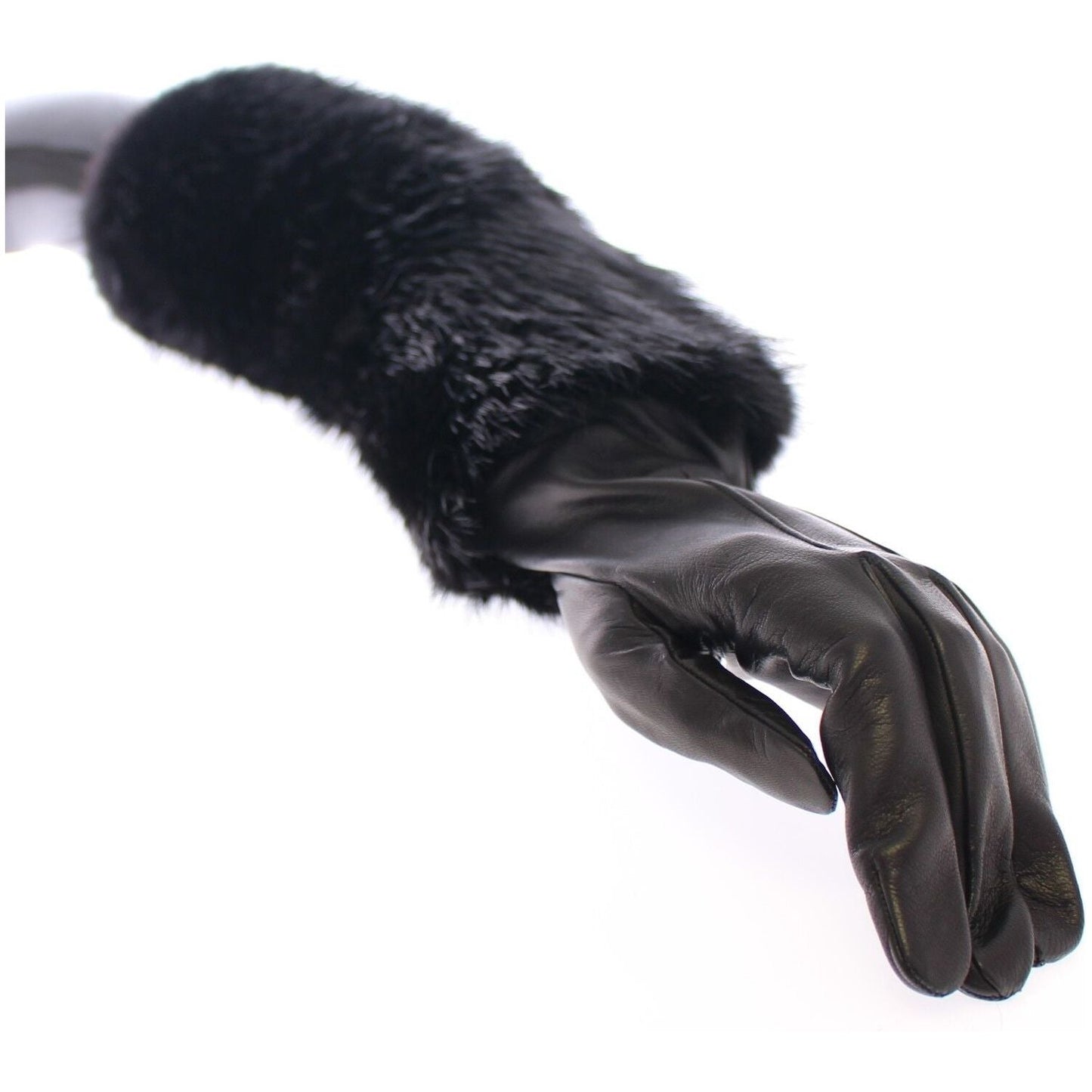 Dolce & Gabbana Elegant Elbow-Length Beaver Fur Gloves Dolce & Gabbana Dark Slate Gray