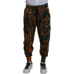 Dolce & Gabbana Multicolor Logo Print Silk Cargo Jogger Pants PAN74781-48