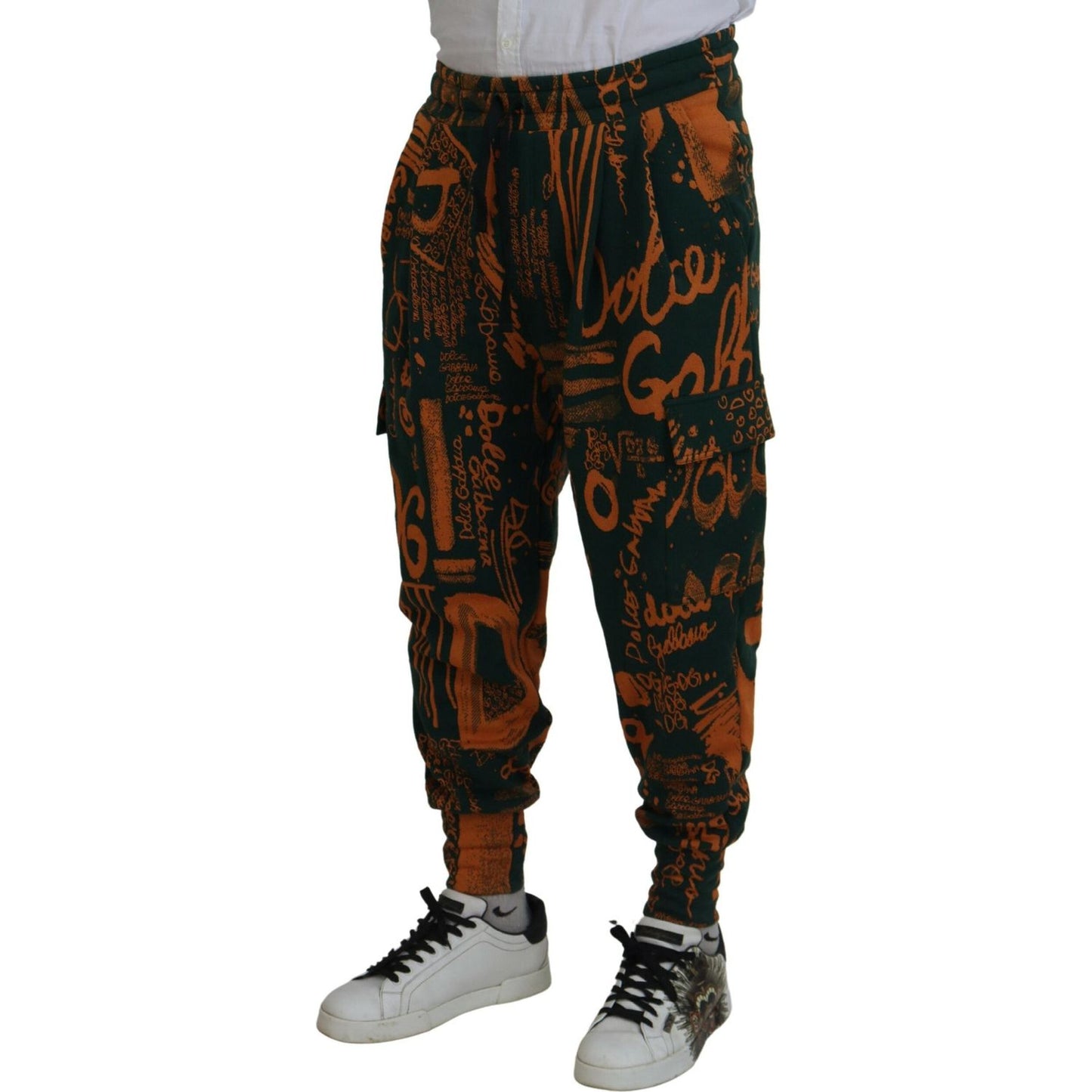 Dolce & Gabbana Multicolor Logo Print Silk Cargo Jogger Pants PAN74781-48