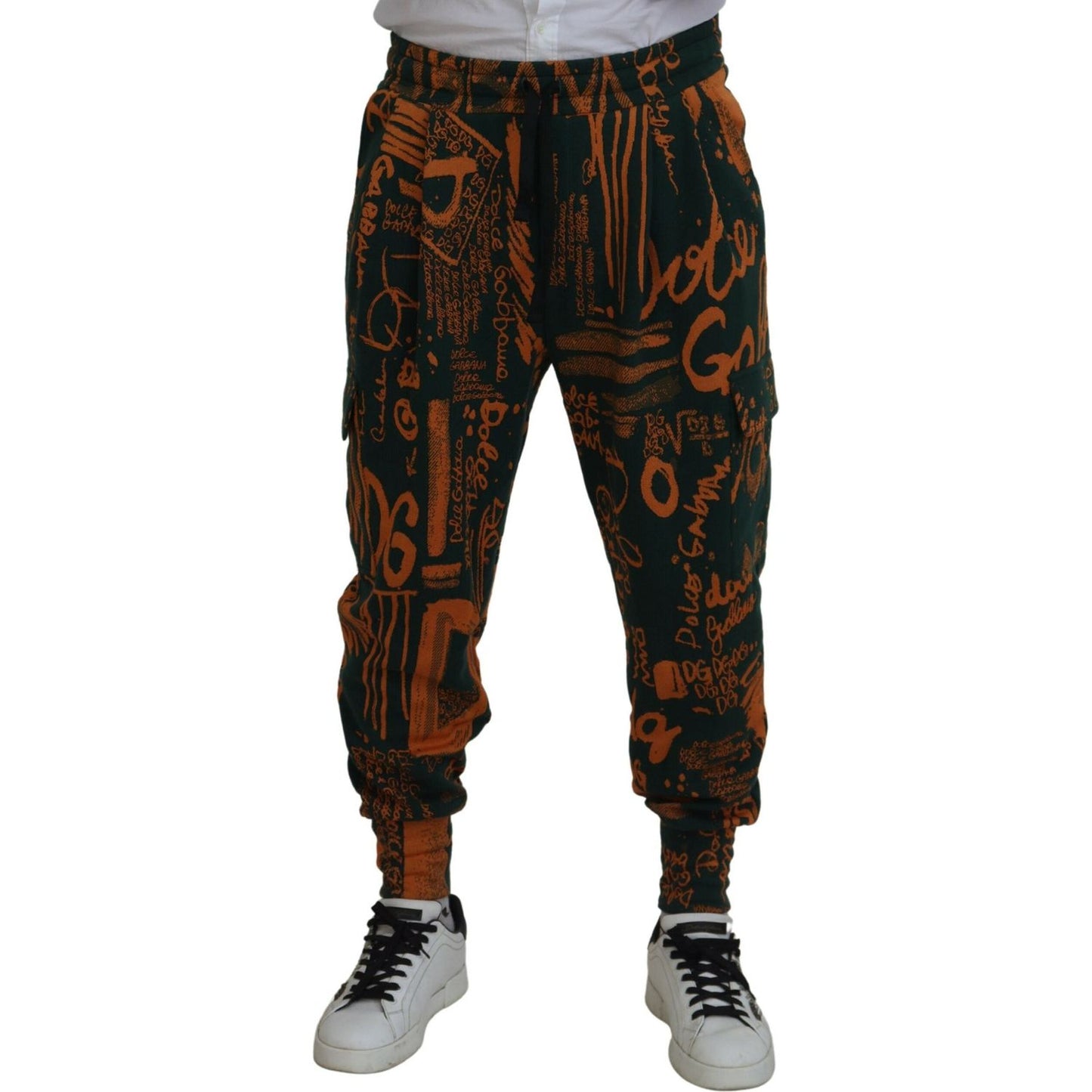 Dolce & Gabbana Multicolor Logo Print Silk Cargo Jogger Pants PAN74781-48