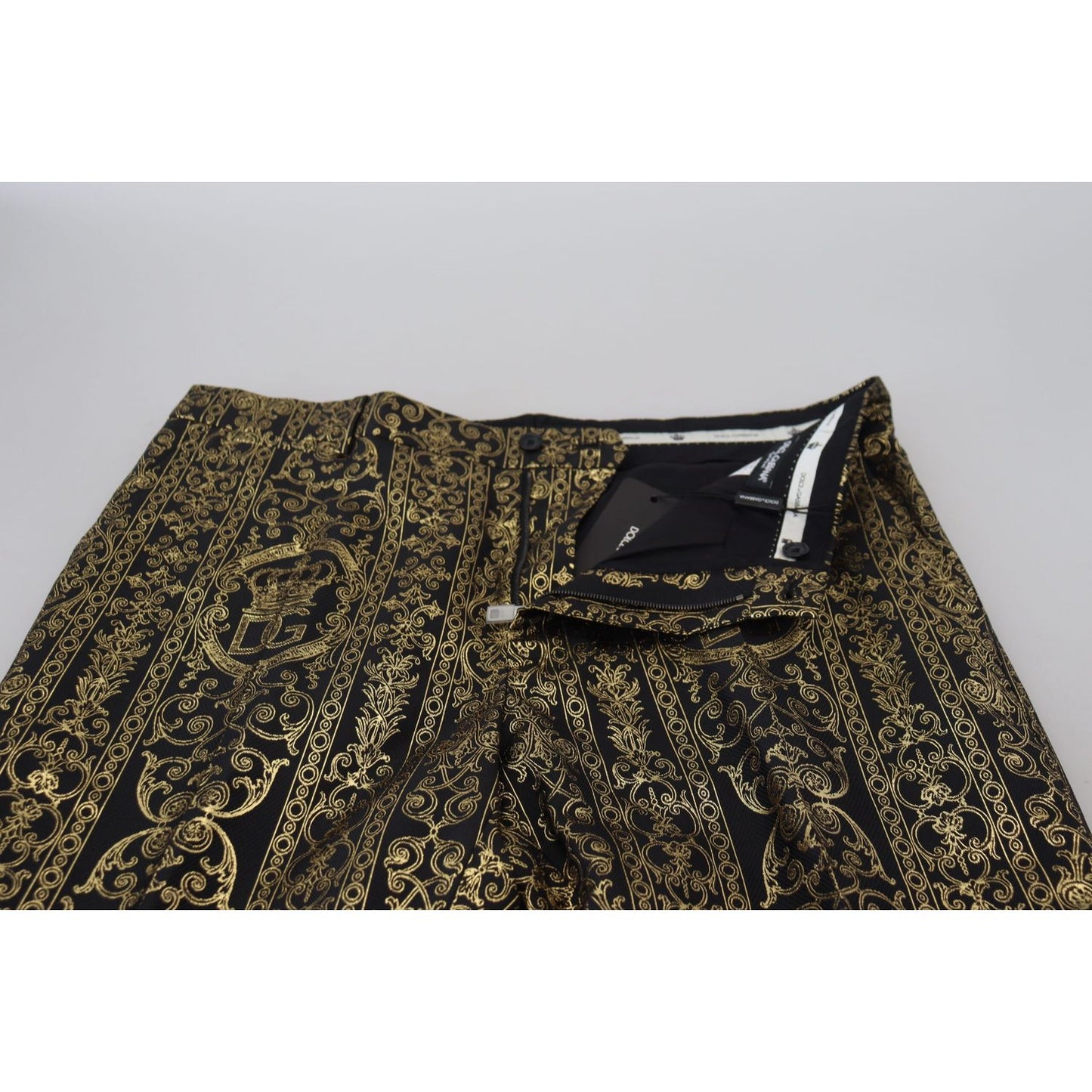 Dolce & Gabbana Black Gold Jacquard Dress Trouser Pants PAN74727- 48