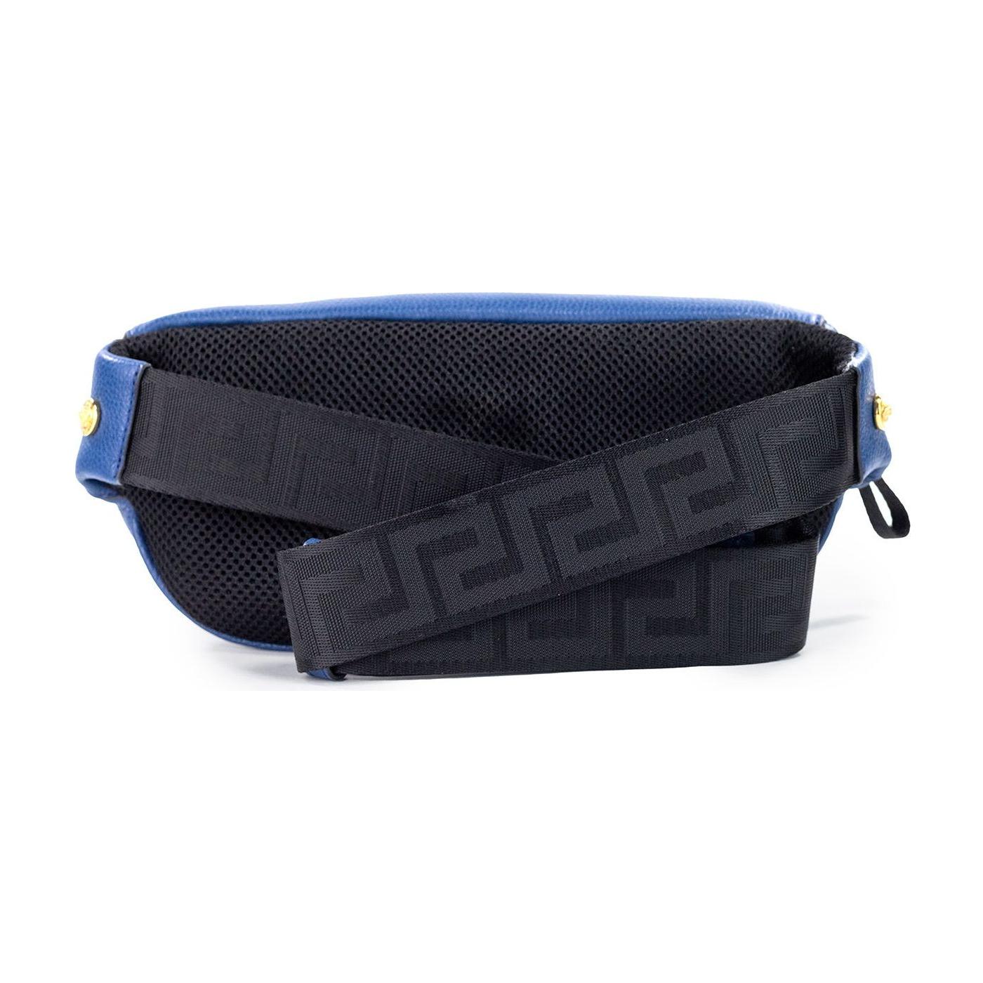 Versace Small Navy Calf Leather Medusa Pendant Fanny Waist Pack Belt Bag 84564