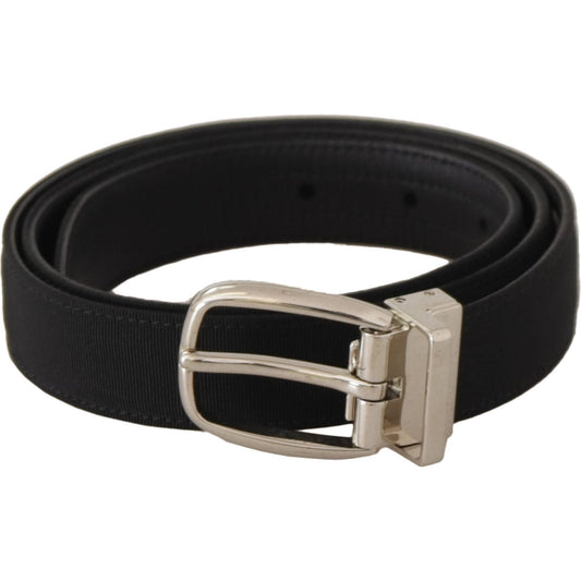 Dolce & Gabbana Belt Black Calf Leather Silver Tone Metal Buckle