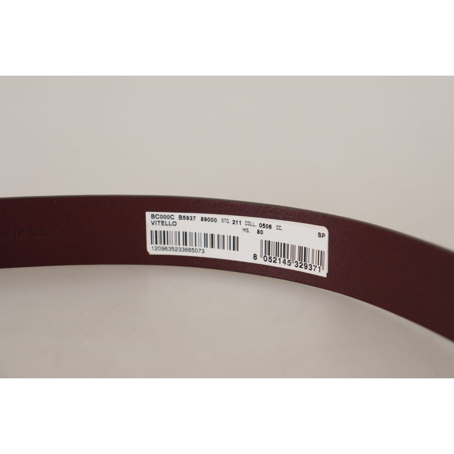 Dolce & Gabbana Maroon Calf Leather Silver Tone Metal Buckle Belt BEL8637#2-80