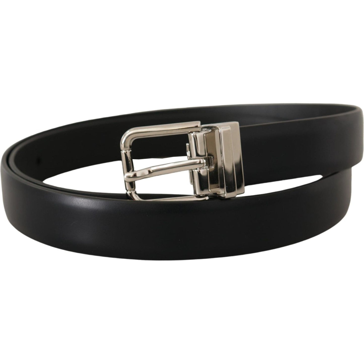 Dolce & Gabbana Elegant Black Leather Belt with Metal Buckle Dolce & Gabbana Black