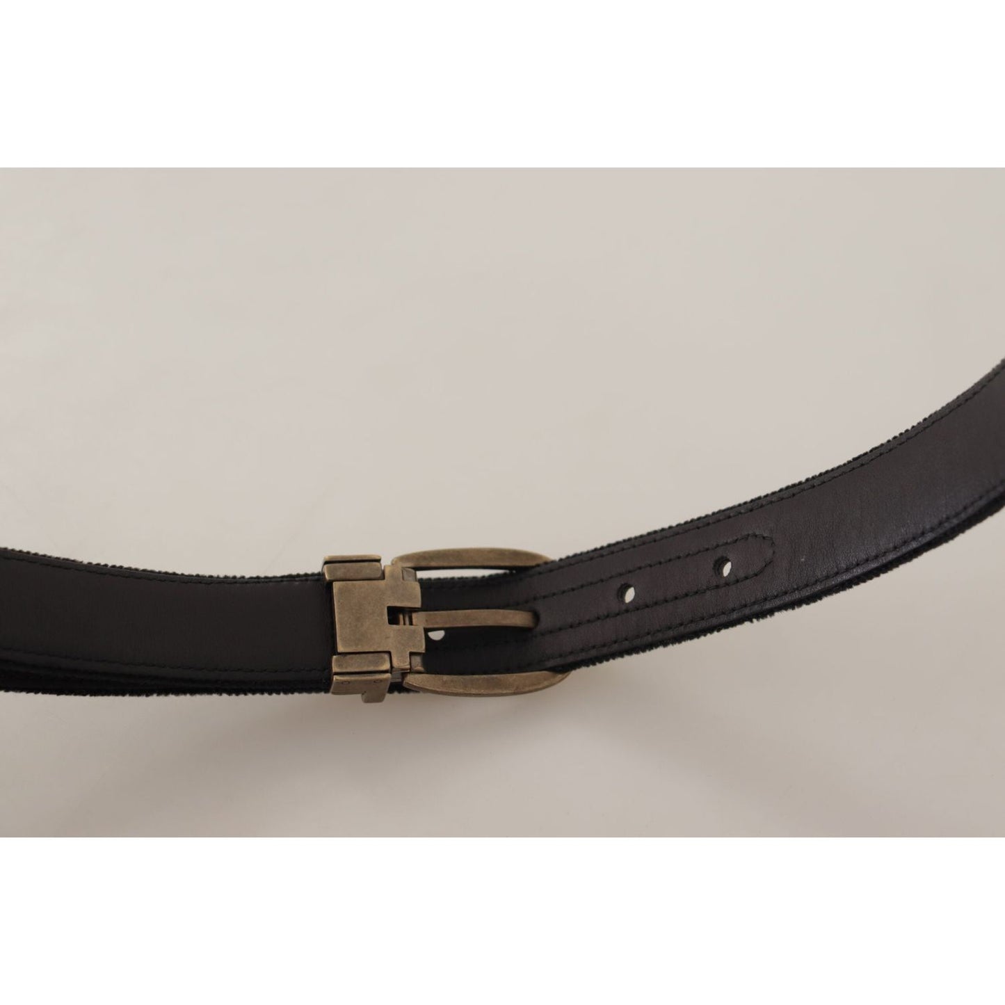 Dolce & Gabbana Elegant Black Leather Designer Belt Dolce & Gabbana Gray