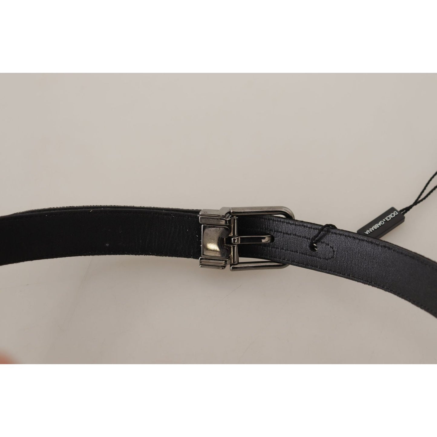 Dolce & Gabbana Elegant Black Cotton-Leather D&G Belt Dolce & Gabbana Gray