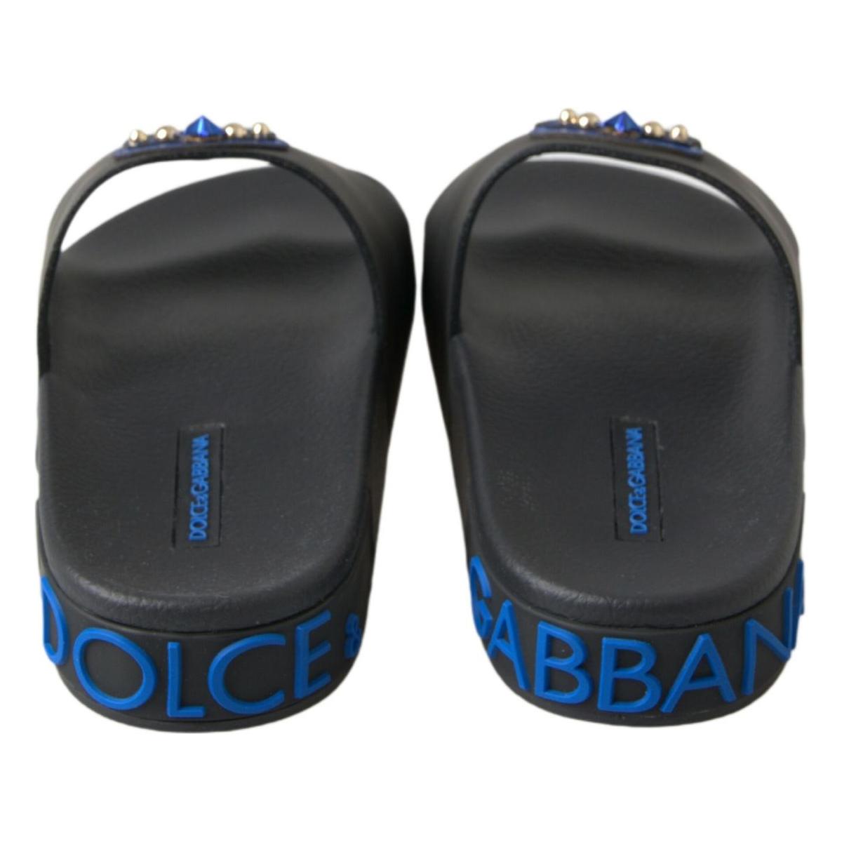 Dolce & Gabbana Black Slides Sandals Beach Saint Barth Shoes LA10216-35