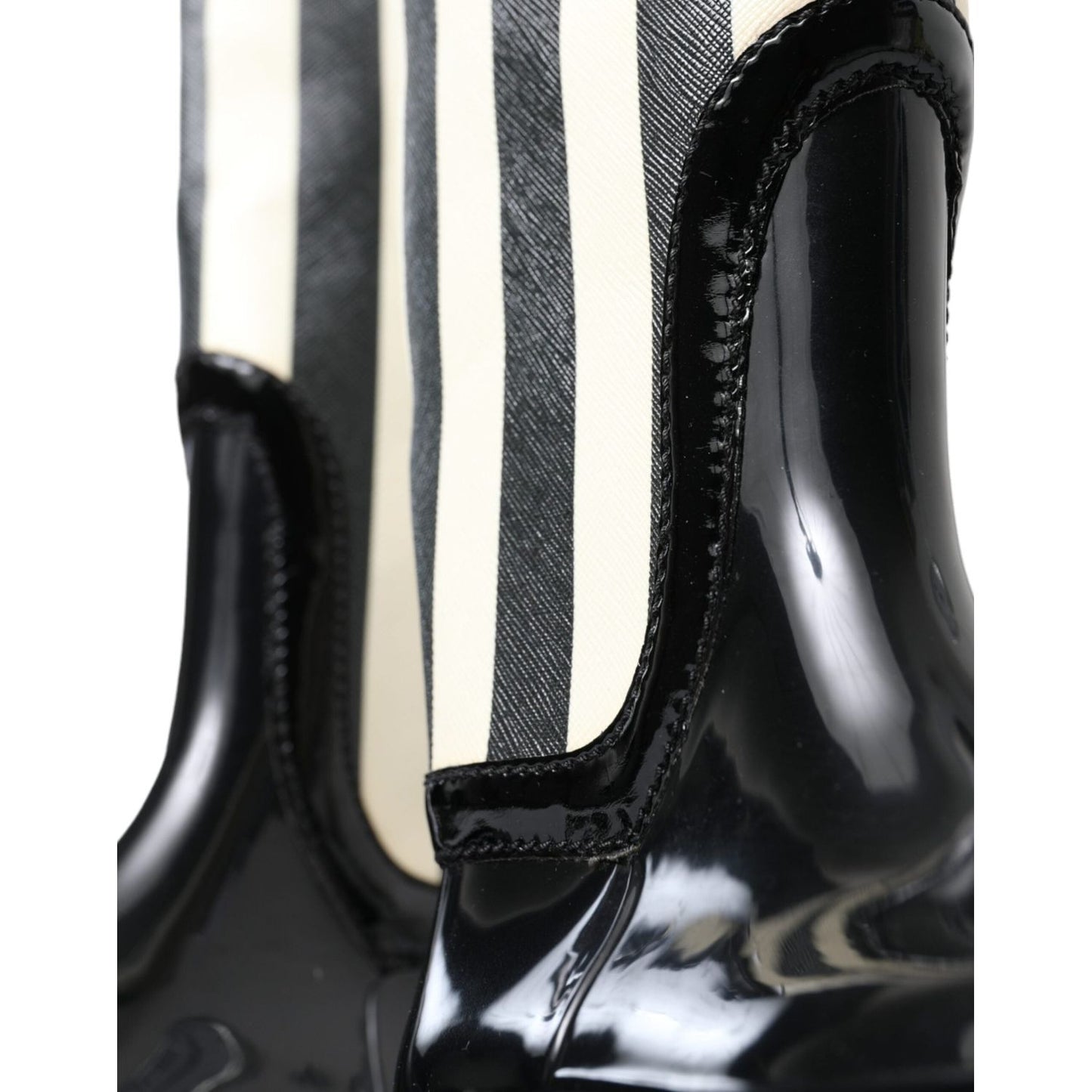 Dolce & Gabbana Black Rubber Knee High Flat Boots Shoes LA10479-35