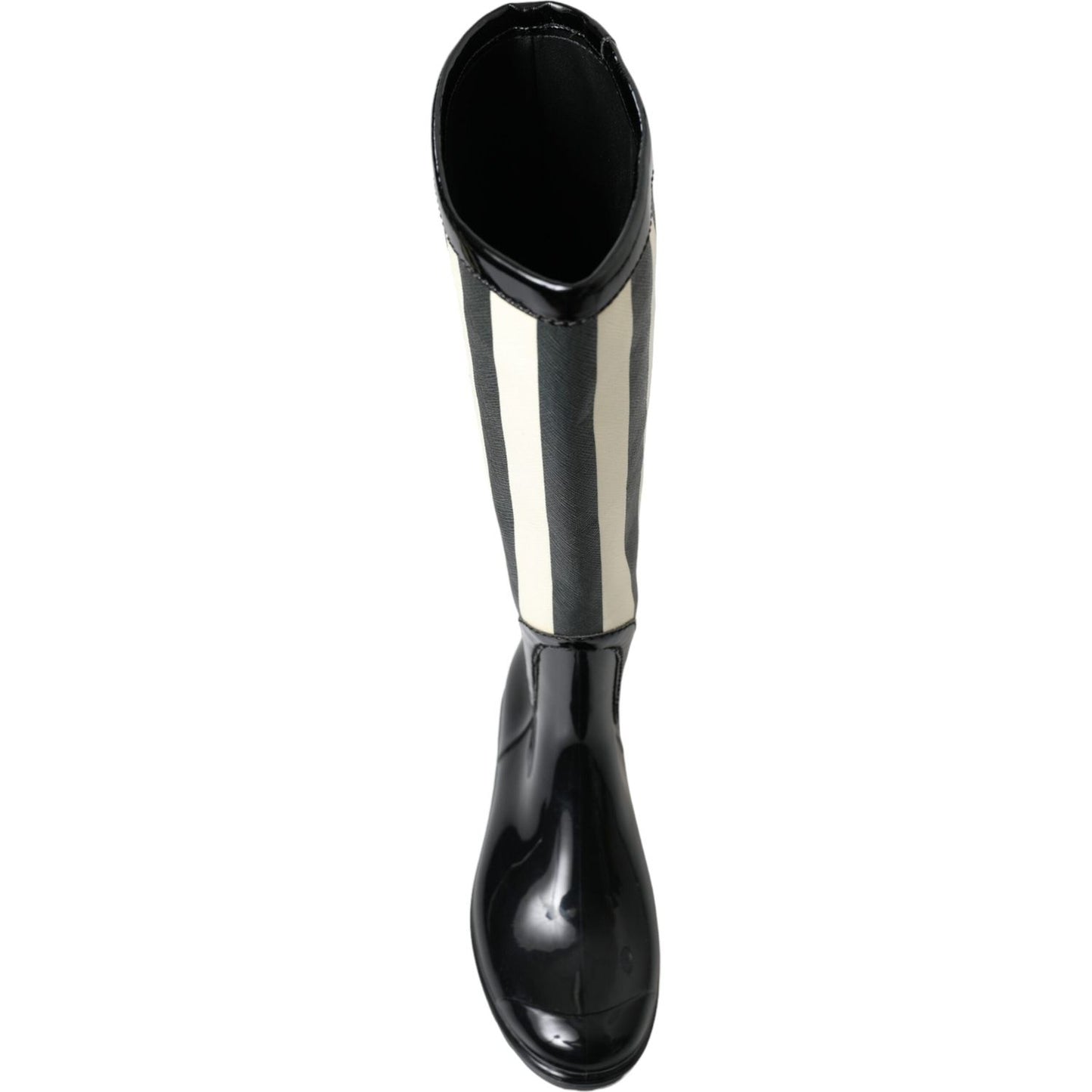 Dolce & Gabbana Black Rubber Knee High Flat Boots Shoes LA10479-35