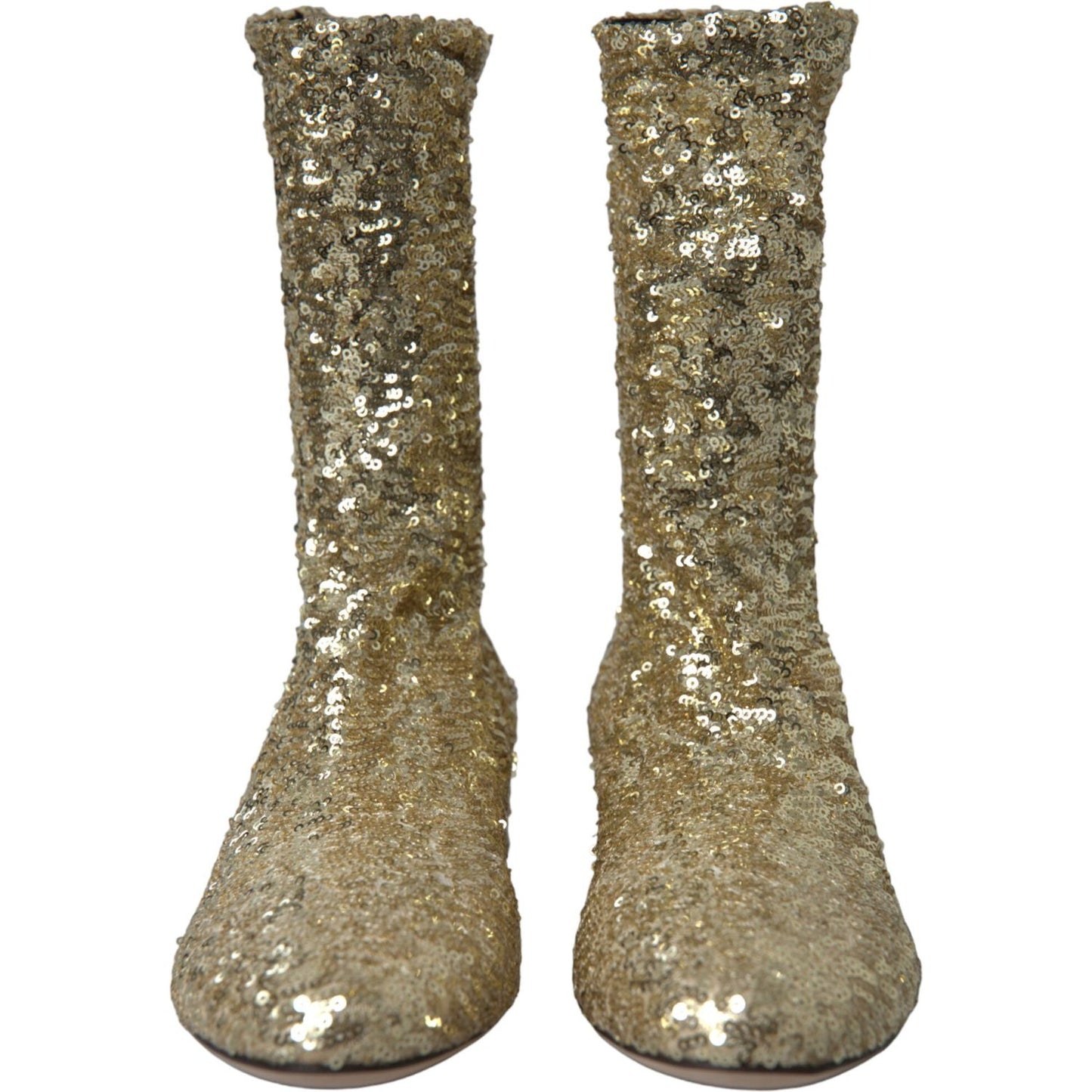 Dolce & Gabbana Elegant Mid Calf Gold Boots Exclusive Design Dolce & Gabbana Dim Gray