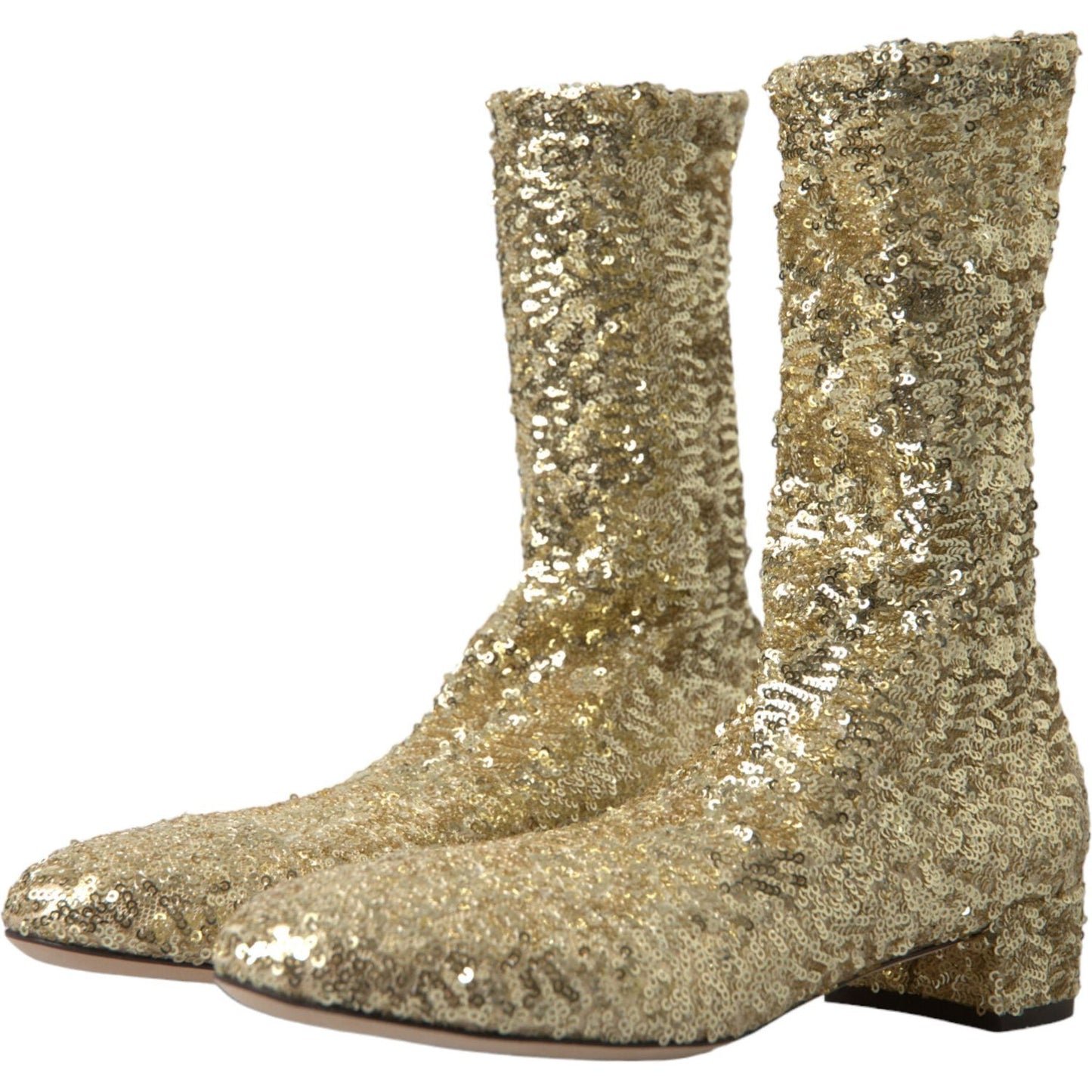 Dolce & Gabbana Elegant Mid Calf Gold Boots Exclusive Design Dolce & Gabbana Dim Gray