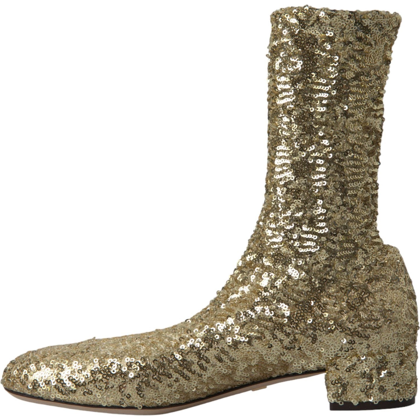 Dolce & Gabbana Elegant Mid Calf Gold Boots Exclusive Design Dolce & Gabbana Dim Gray
