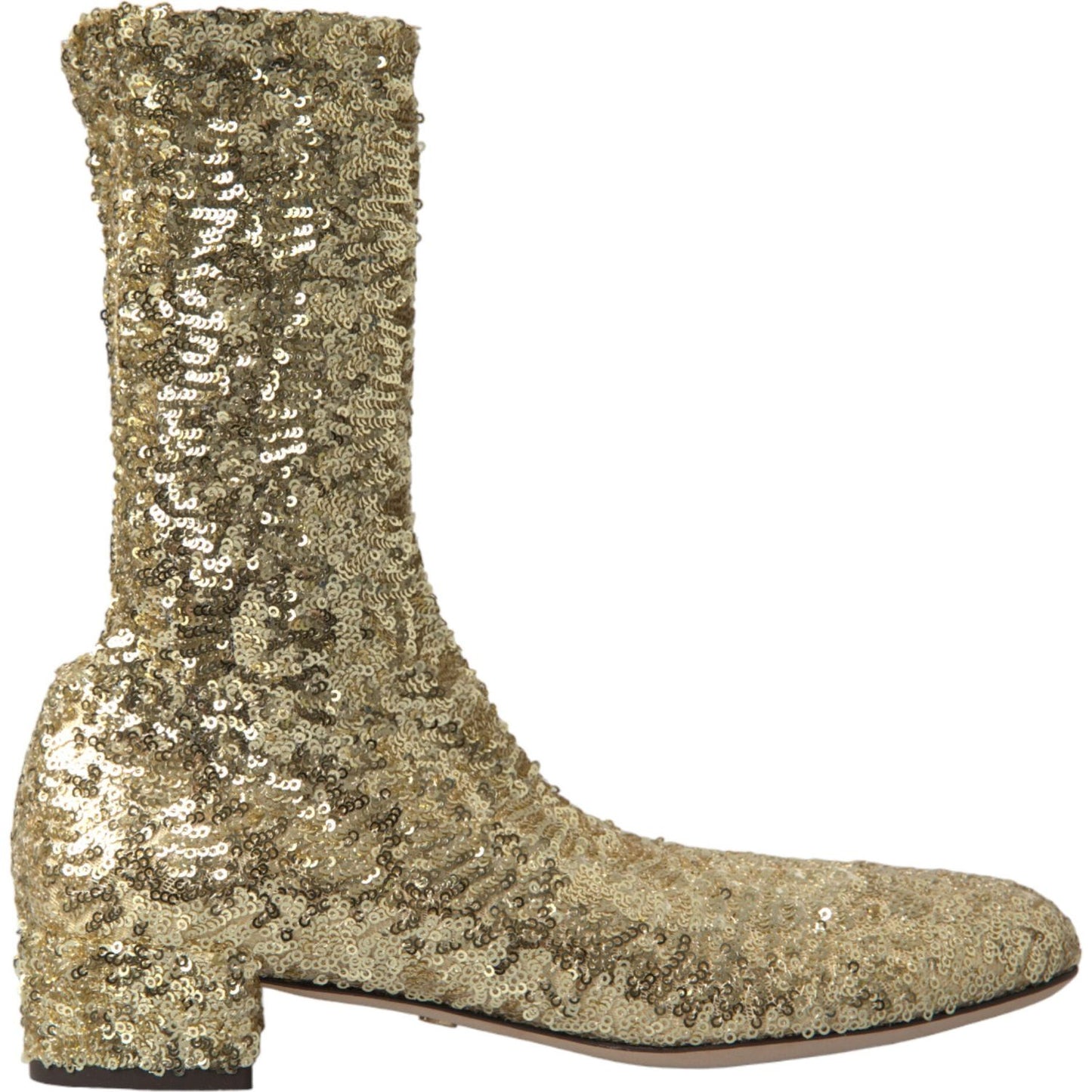 Dolce & Gabbana Elegant Mid Calf Gold Boots Exclusive Design Dolce & Gabbana Dim Gray