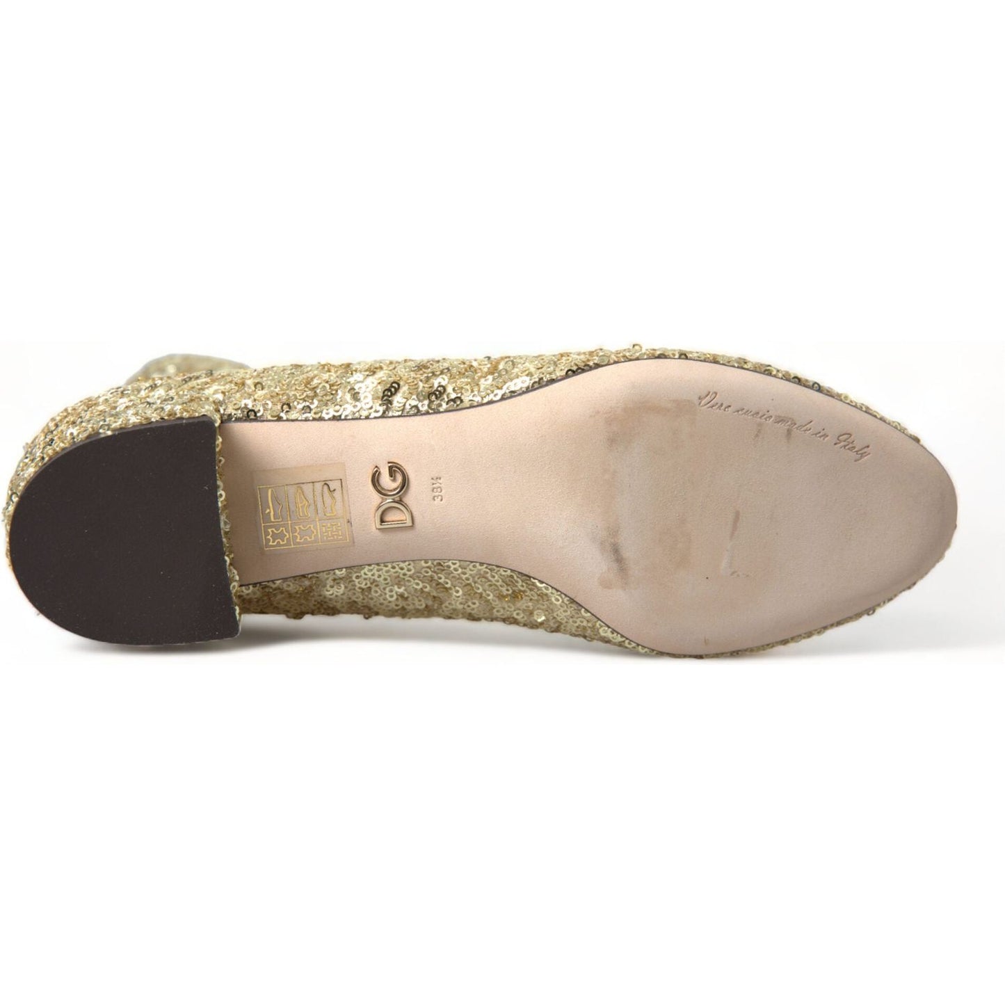 Dolce & Gabbana Elegant Mid Calf Gold Boots Exclusive Design Dolce & Gabbana Tan
