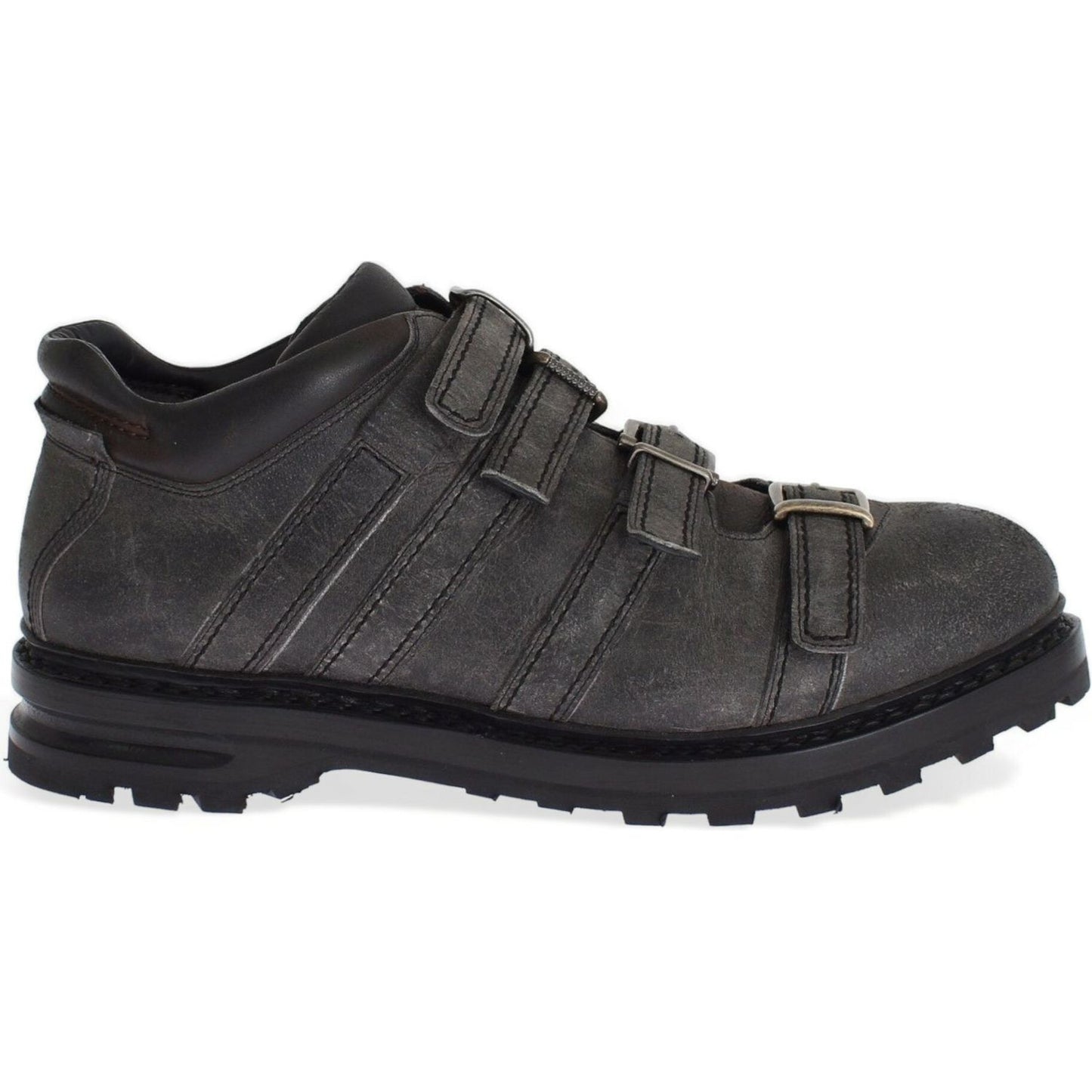 Dolce & Gabbana Elegant Gray Leather Ankle Boots Dolce & Gabbana Dark Slate Gray