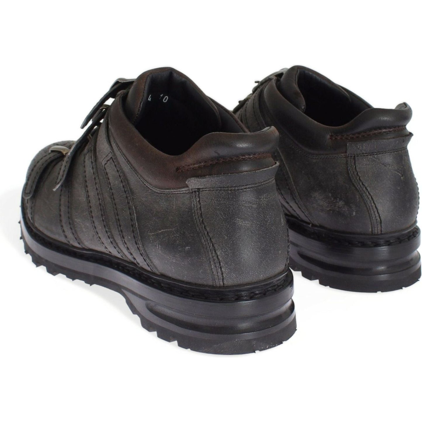 Dolce & Gabbana Elegant Gray Leather Ankle Boots Dolce & Gabbana Dark Slate Gray
