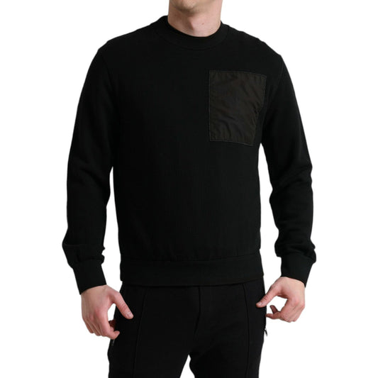 Dolce & Gabbana Black Cotton Crew Neck Men Pullover Sweater
