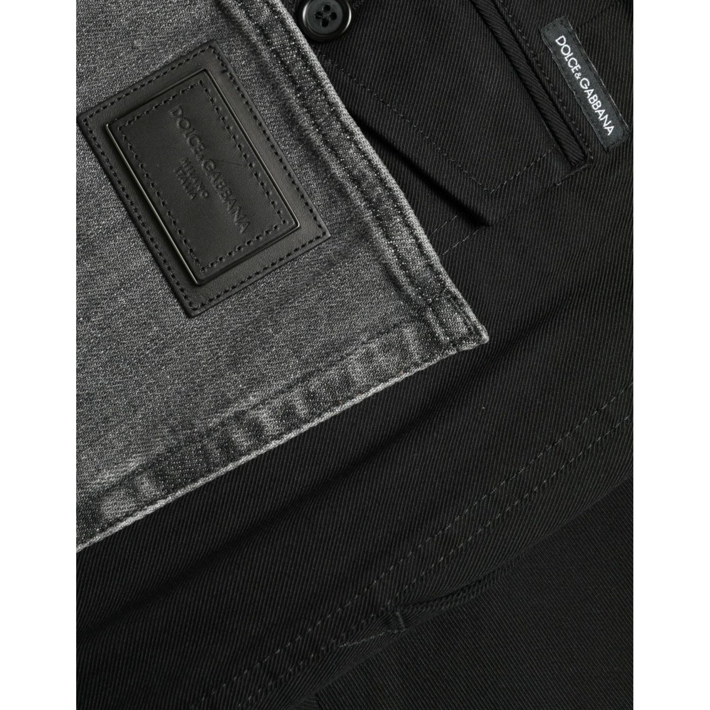 Dolce & Gabbana Black Gray slim Cotton Denim Jeans PAN74935-58