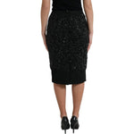 Dolce & Gabbana Black Crystal Handmade Knee Pencil Skirt GSD13659-42