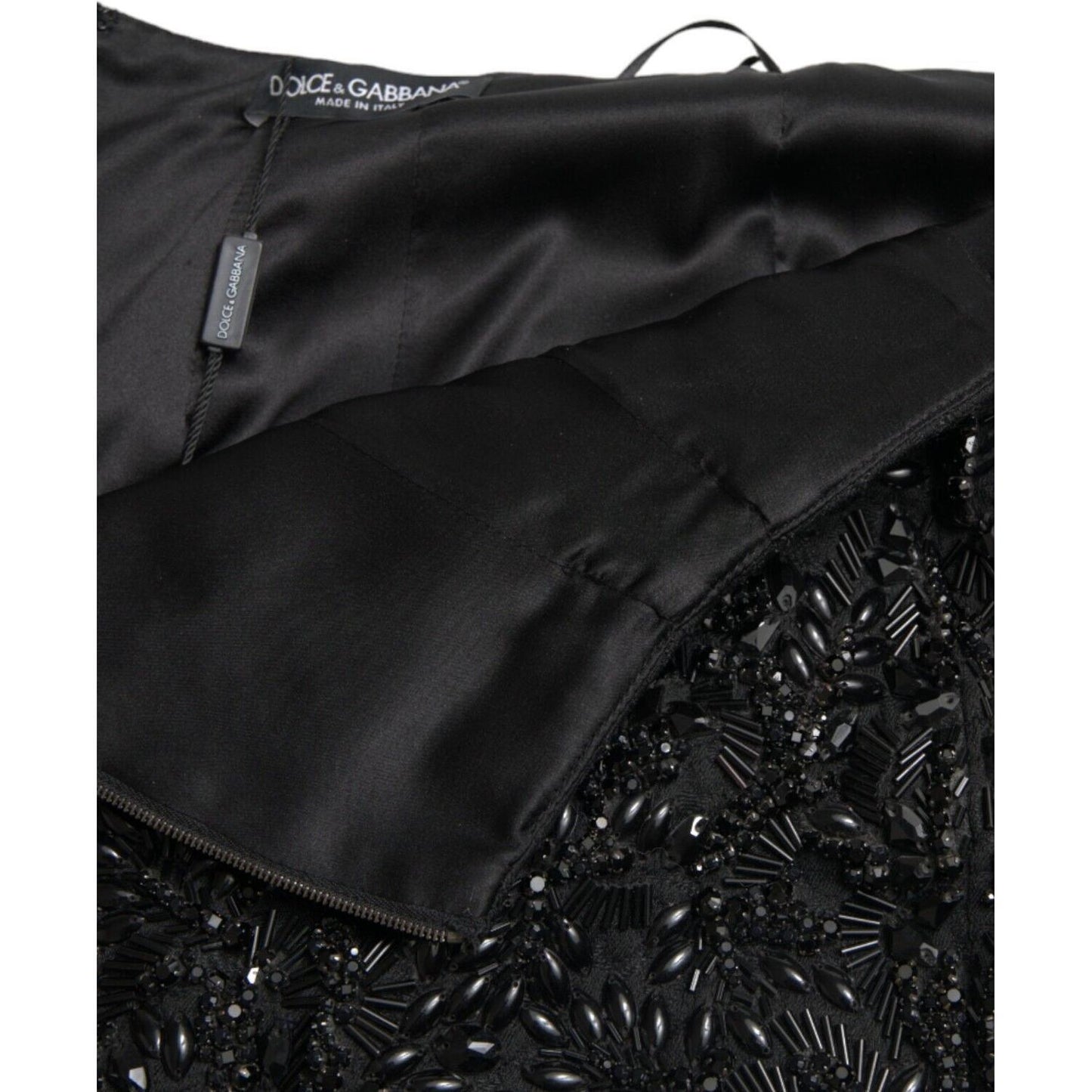 Dolce & Gabbana Black Crystal Handmade Knee Pencil Skirt GSD13659-42
