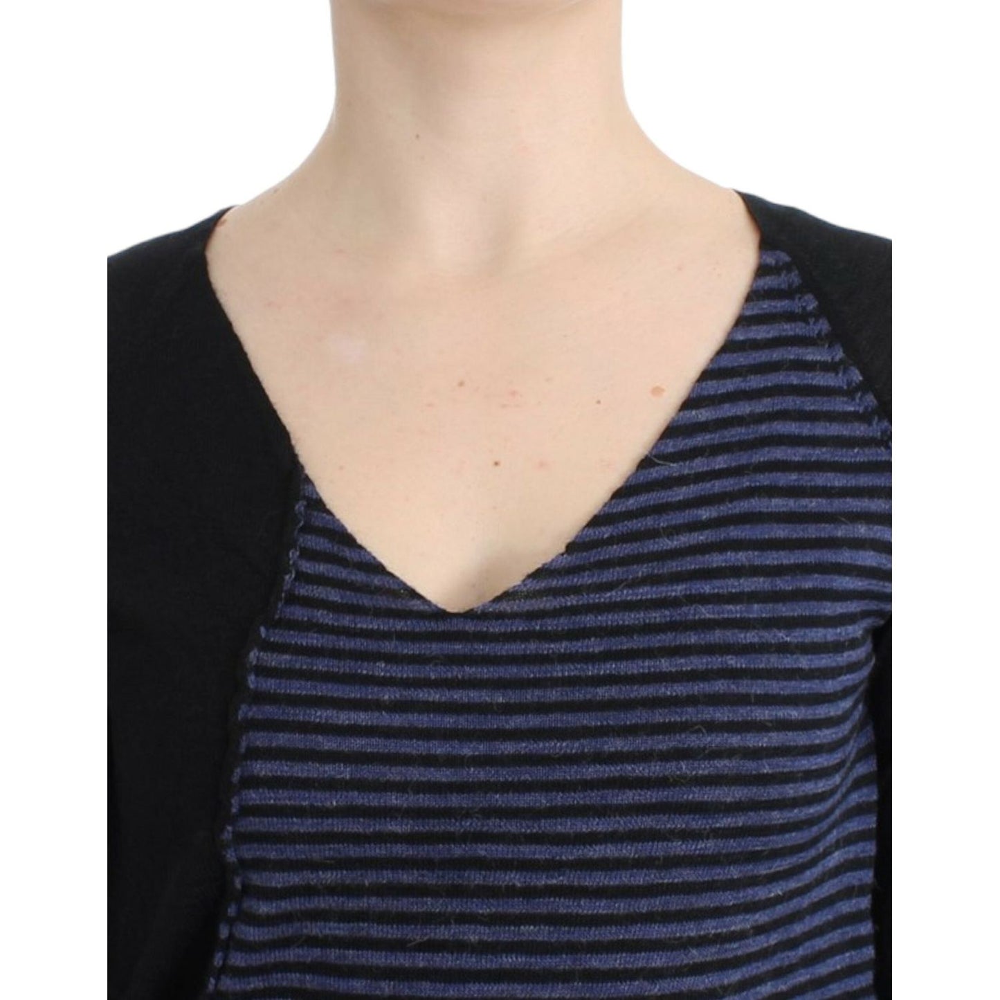 Costume National Black striped V-neck sweater