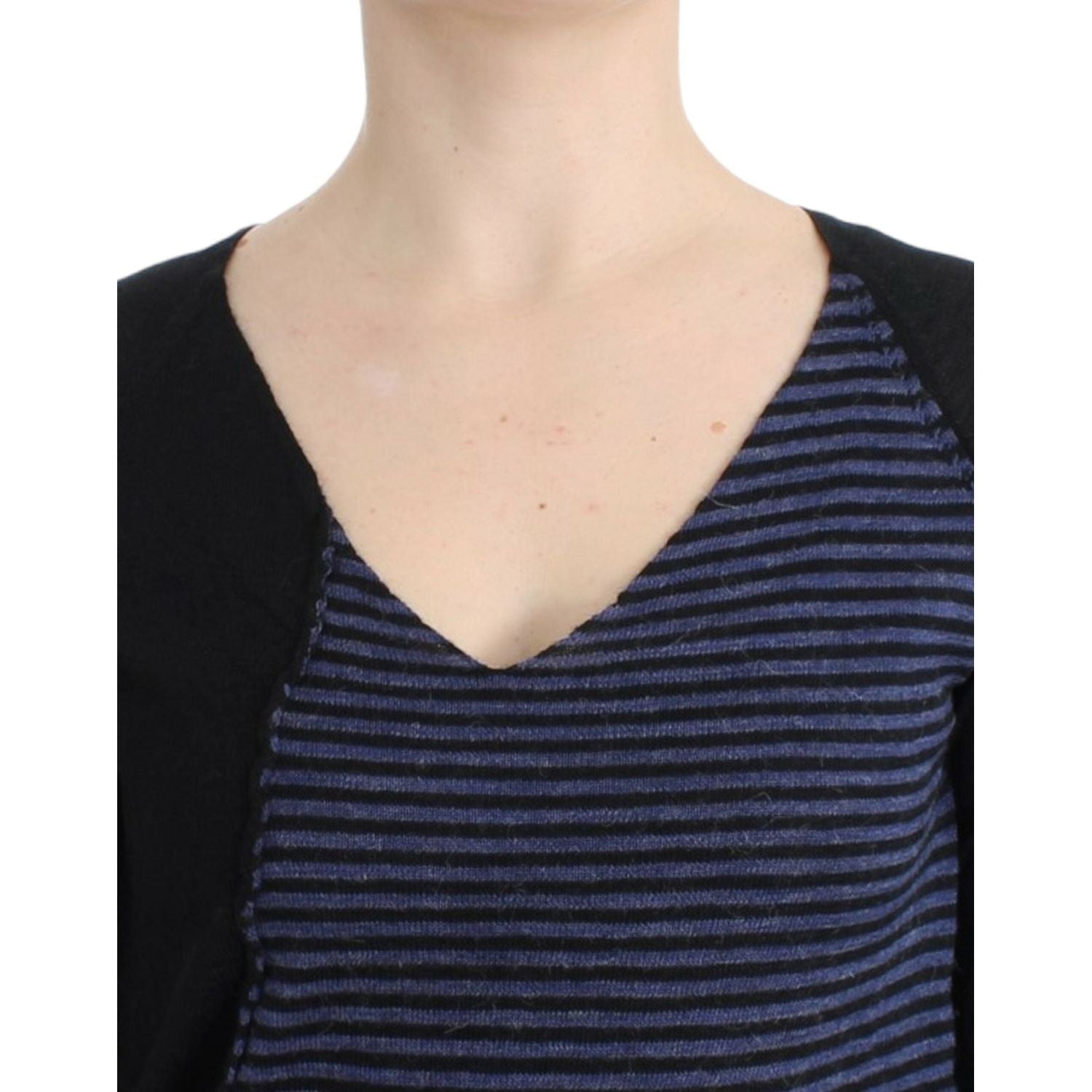 Costume National Black striped V-neck sweater