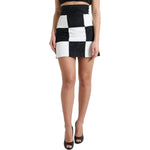 Dolce & Gabbana Black White Floral Brocade High Waist Skirt SKI1975-40