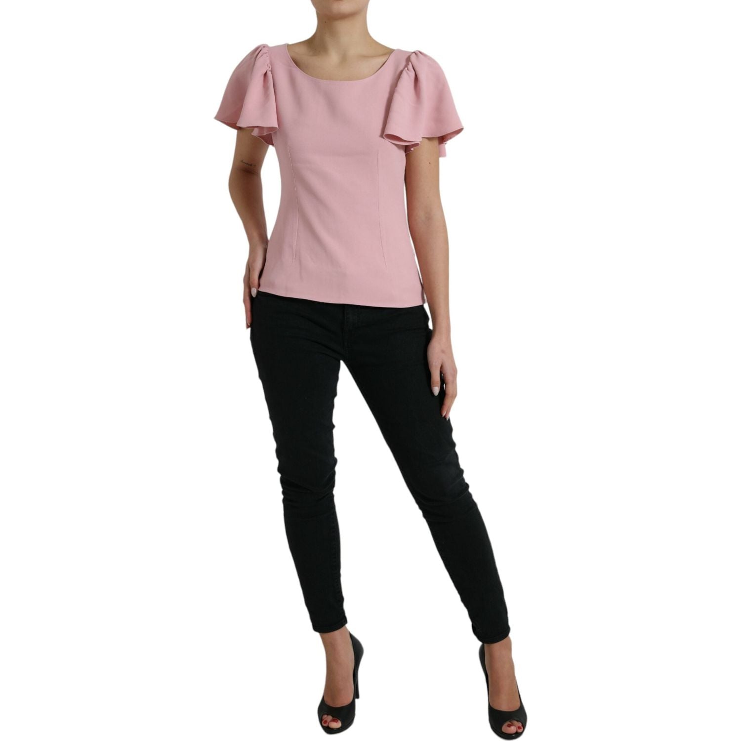 Dolce & Gabbana Pink Short Sleeves Round Neck Blouse Top
