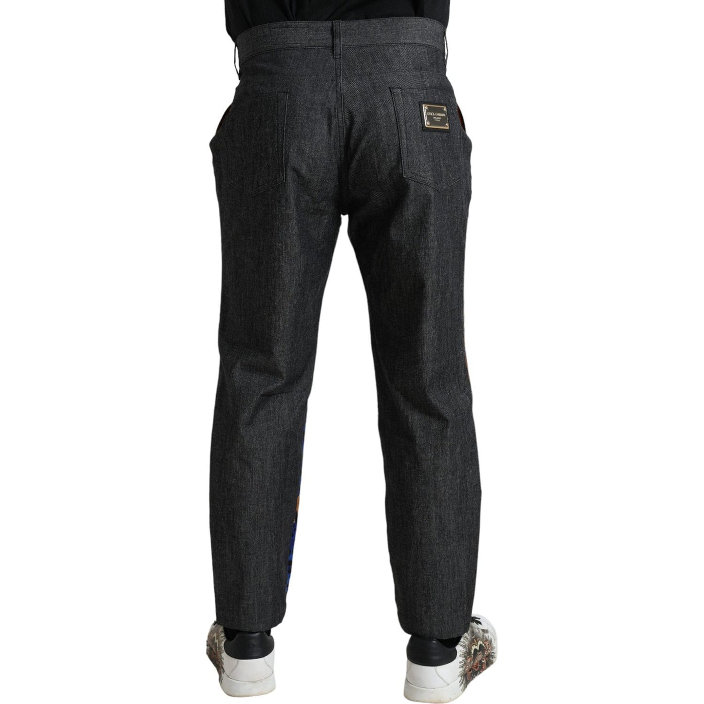 Dolce & Gabbana Multicolor Tiger Cotton Loose Denim Jeans PAN75040-44